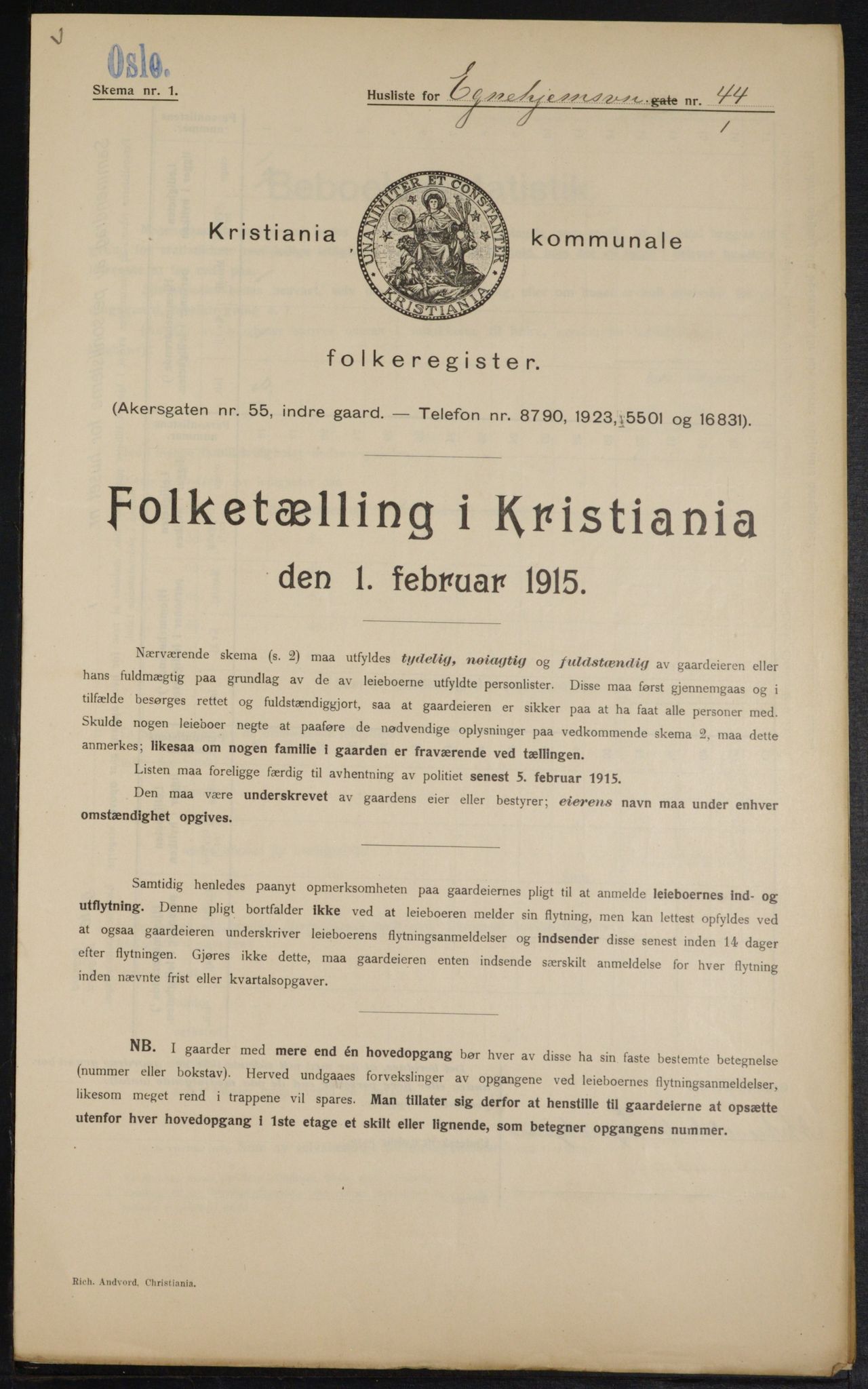 OBA, Municipal Census 1915 for Kristiania, 1915, p. 18526