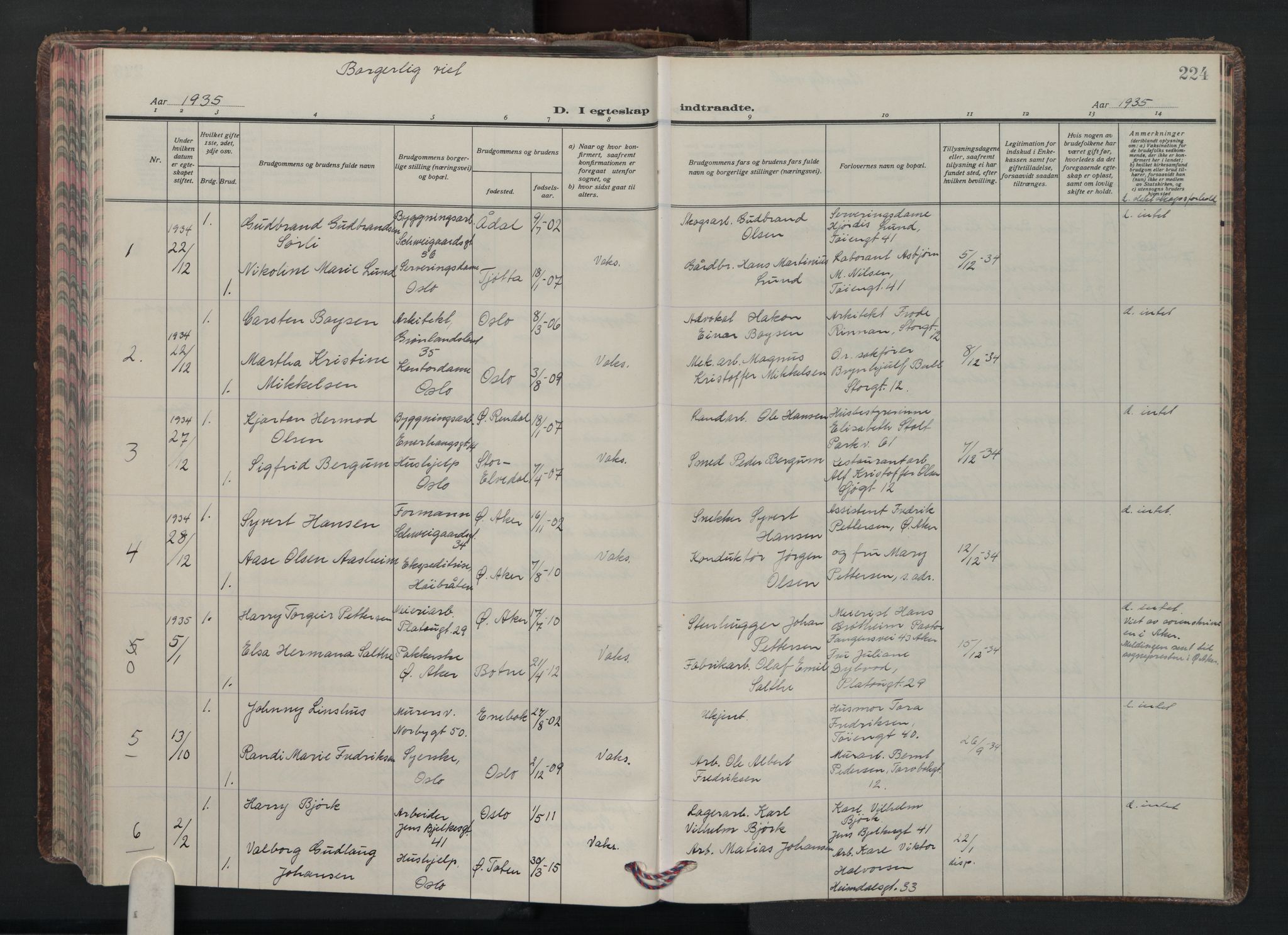 Grønland prestekontor Kirkebøker, AV/SAO-A-10848/F/Fa/L0020: Parish register (official) no. 20, 1935-1946, p. 224