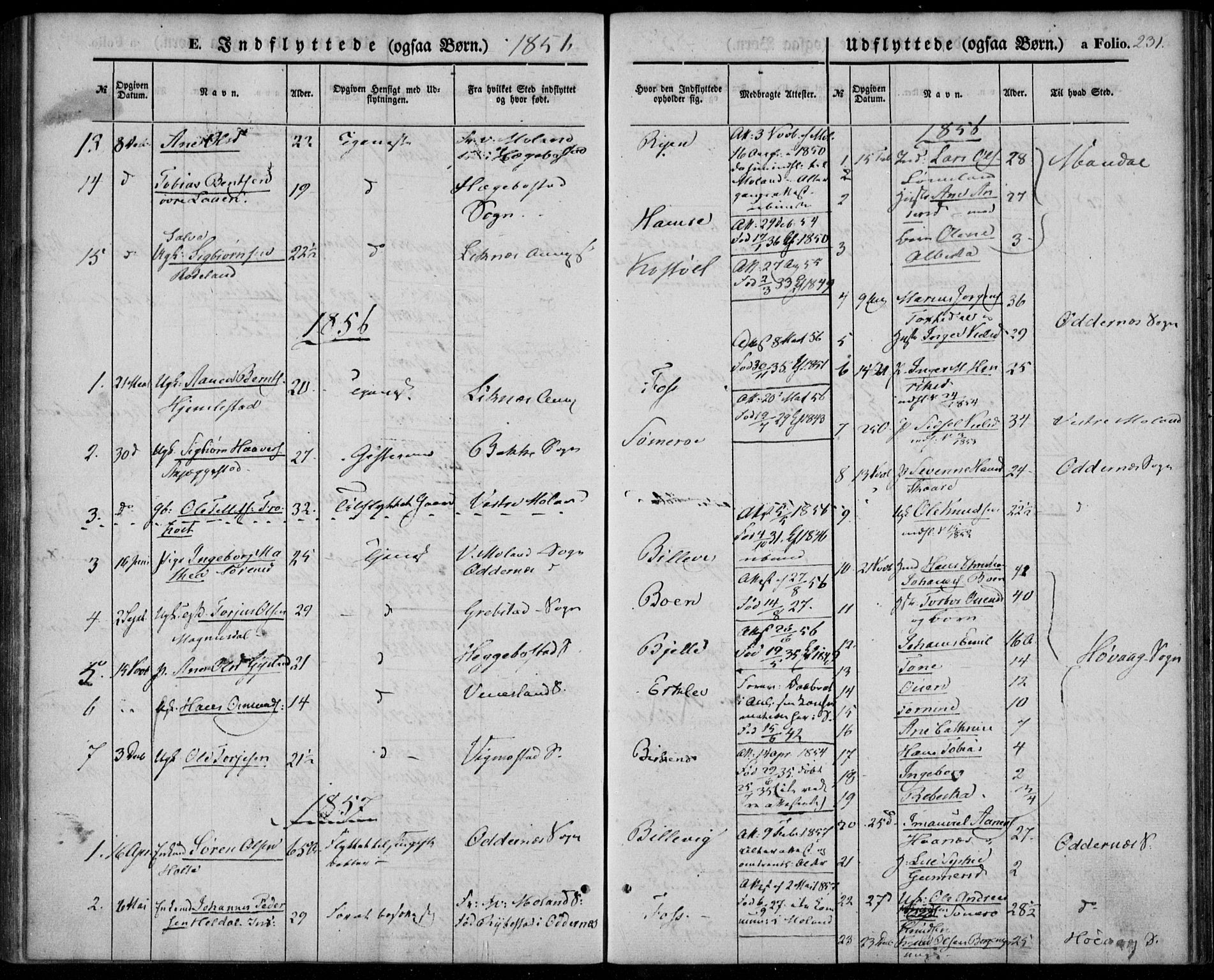 Tveit sokneprestkontor, AV/SAK-1111-0043/F/Fa/L0005: Parish register (official) no. A 5, 1853-1871, p. 231