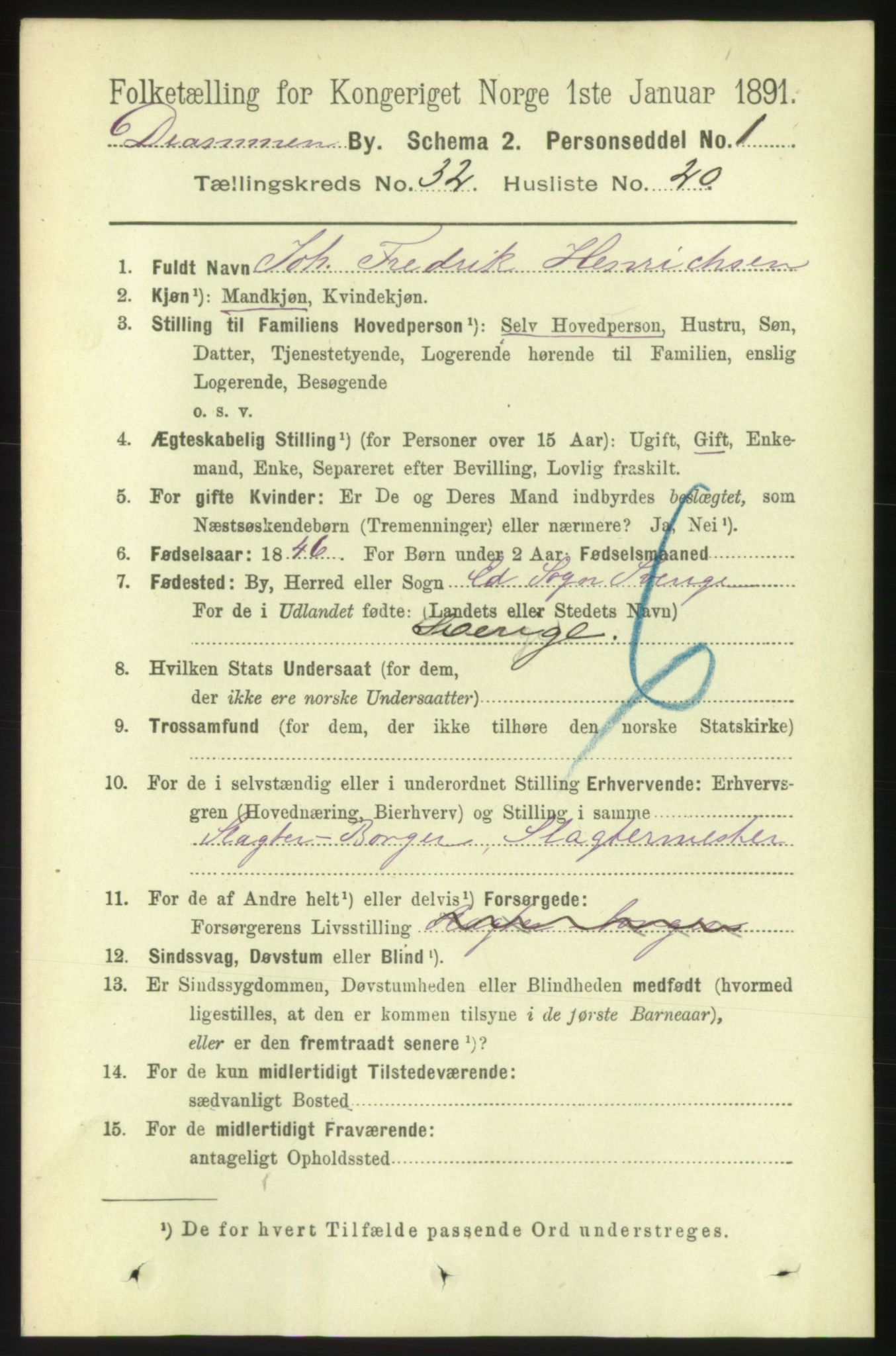 RA, 1891 census for 0602 Drammen, 1891, p. 19512