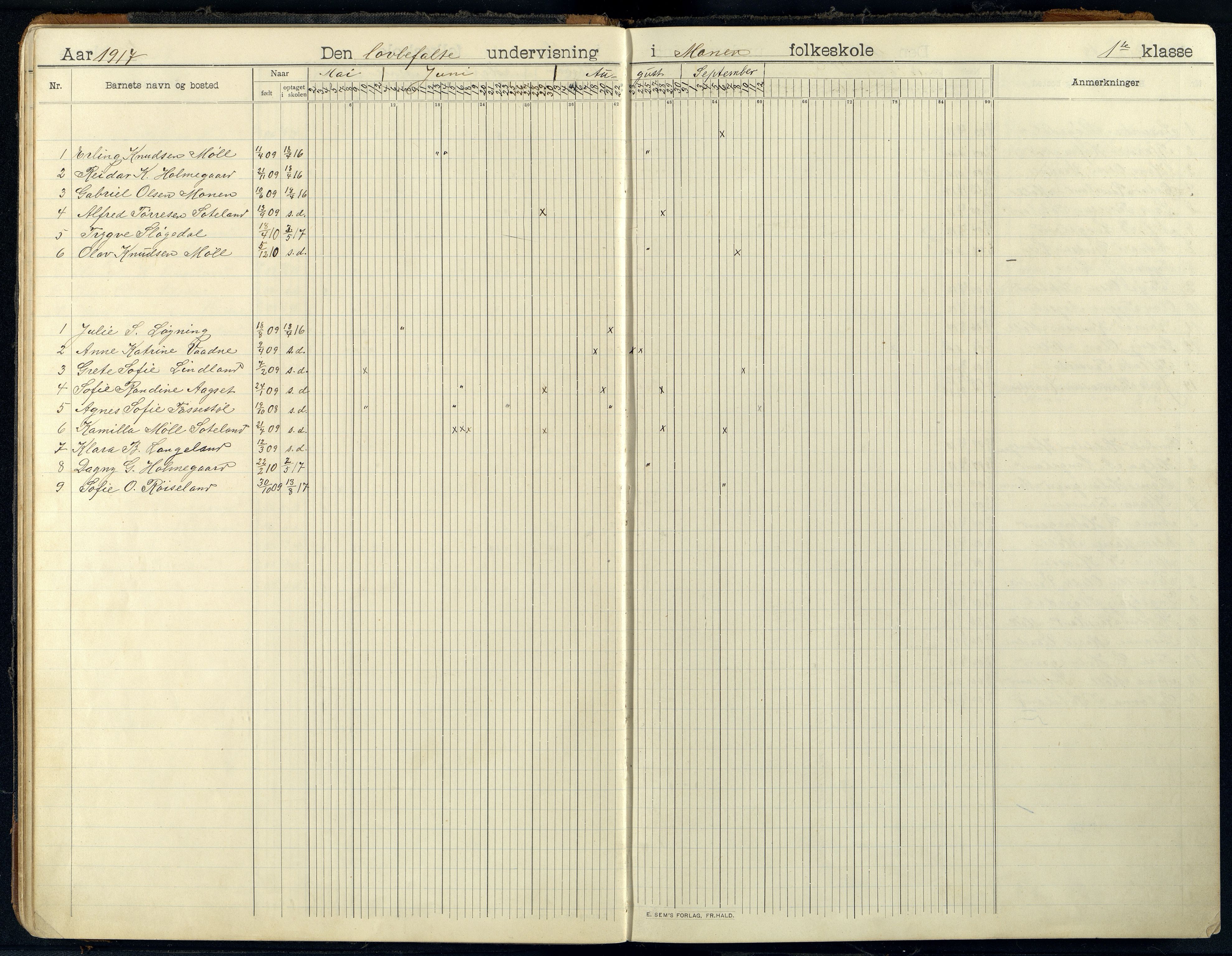 Holum kommune - Monen Skole, ARKSOR/1002HO551/I/L0002: Dagbok, 1908-1951, p. 29b-30a