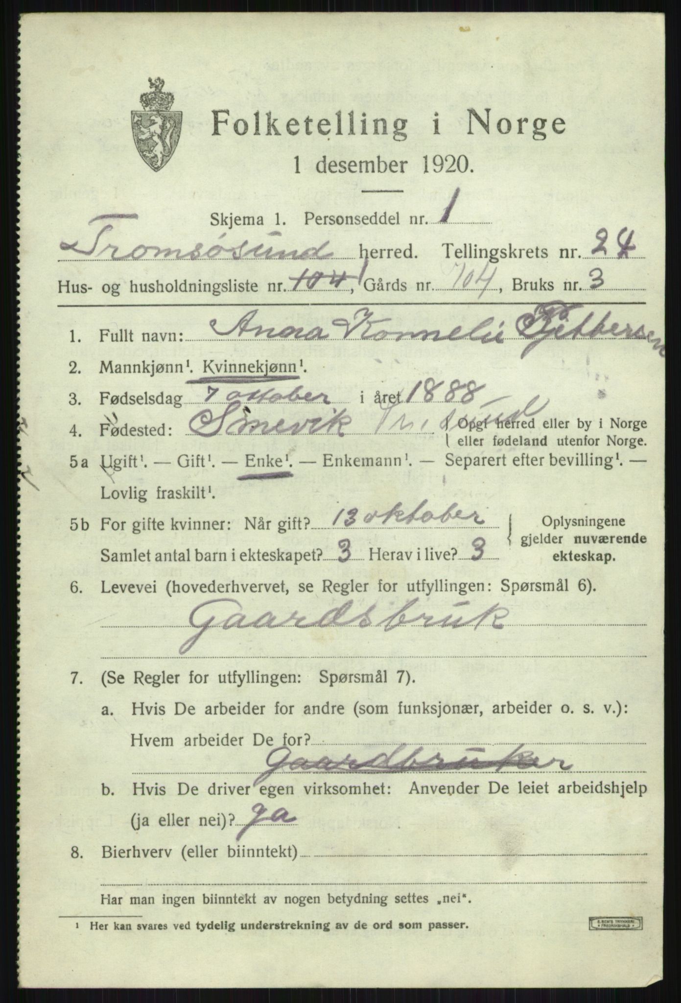SATØ, 1920 census for Tromsøysund, 1920, p. 11732