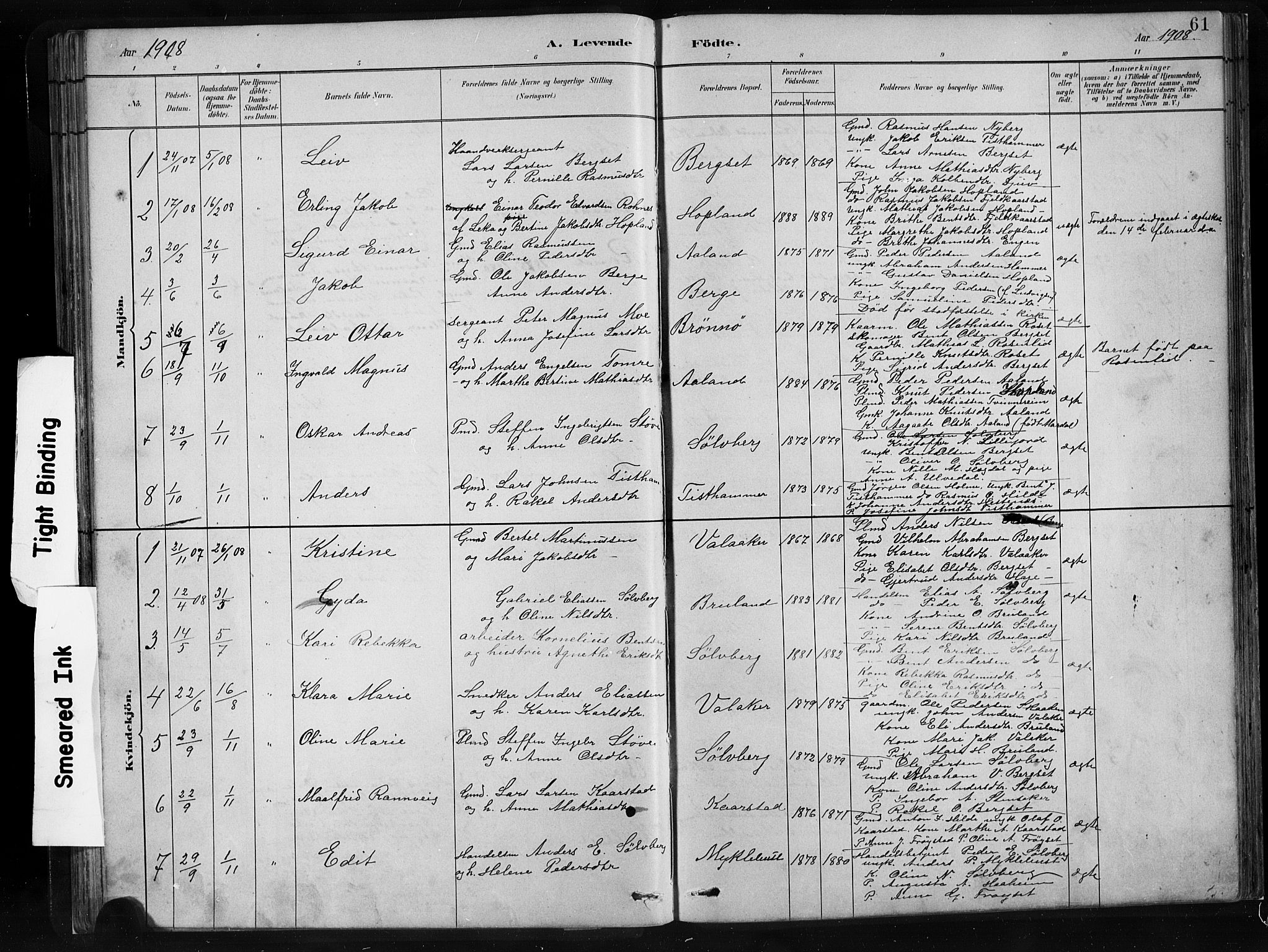 Innvik sokneprestembete, SAB/A-80501: Parish register (copy) no. C 3, 1883-1911, p. 61
