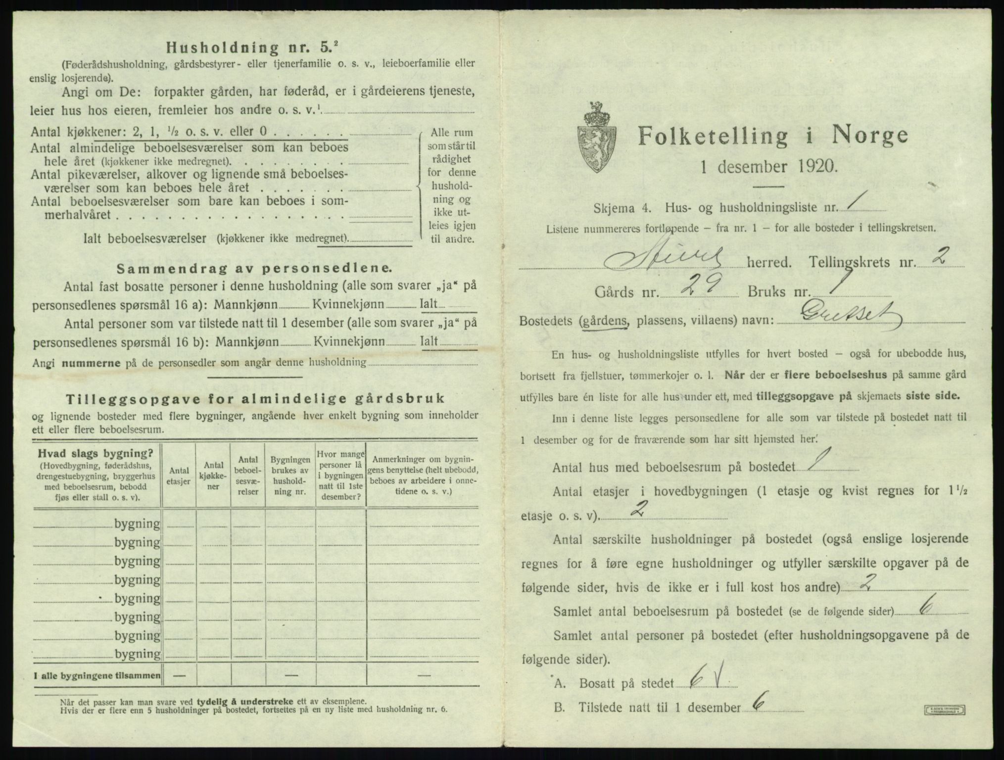 SAT, 1920 census for Aure, 1920, p. 98