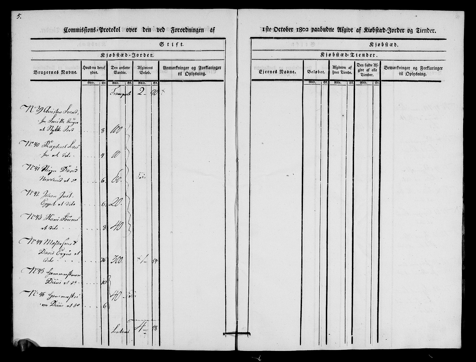 Rentekammeret inntil 1814, Realistisk ordnet avdeling, AV/RA-EA-4070/N/Ne/Nea/L0056c: Numedal og Sandsvær fogderi. Kommisjonsprotokoll for Kongsberg bergstad, 1803, p. 7