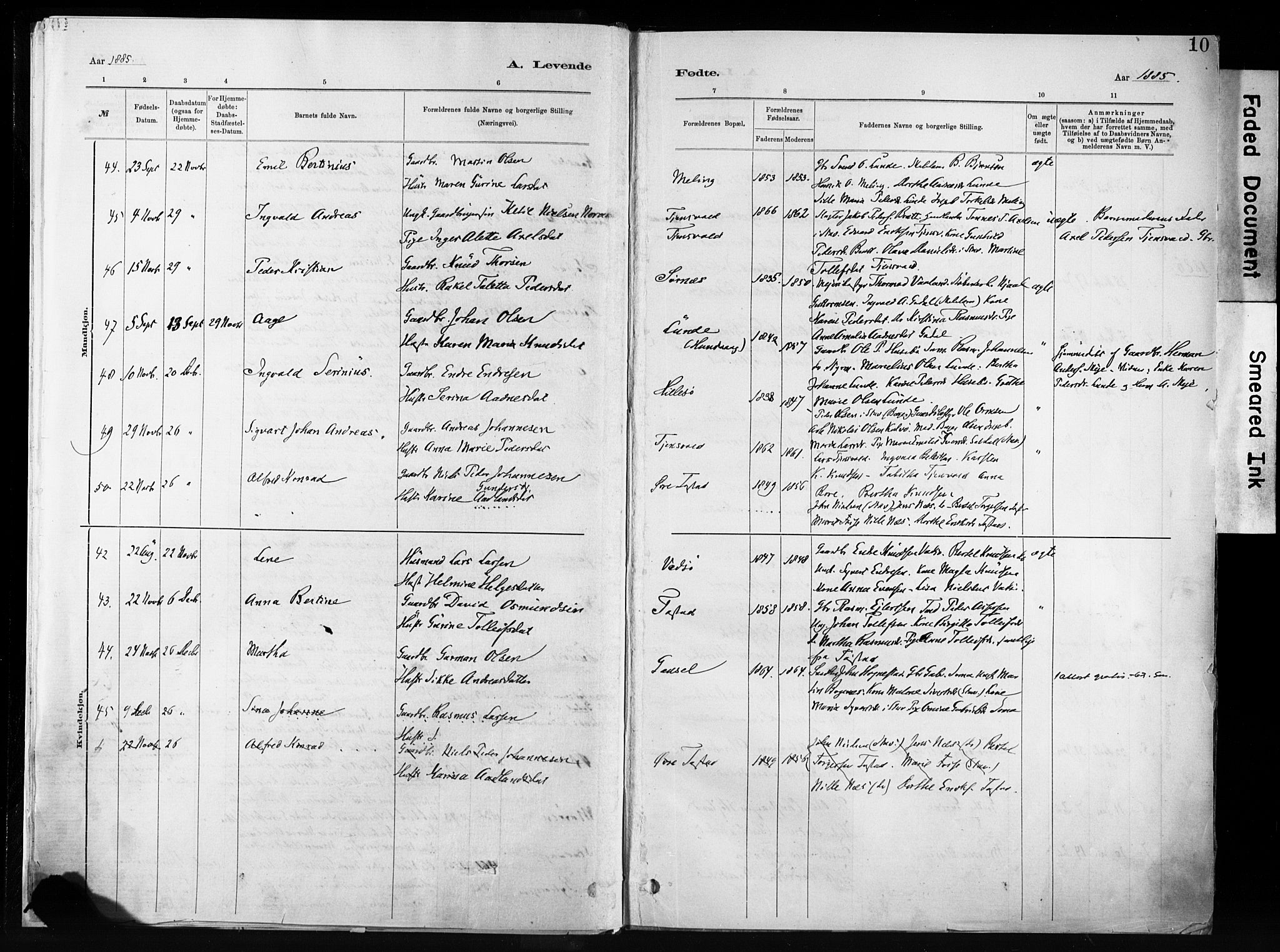 Hetland sokneprestkontor, AV/SAST-A-101826/30/30BA/L0011: Parish register (official) no. A 11, 1884-1911, p. 10