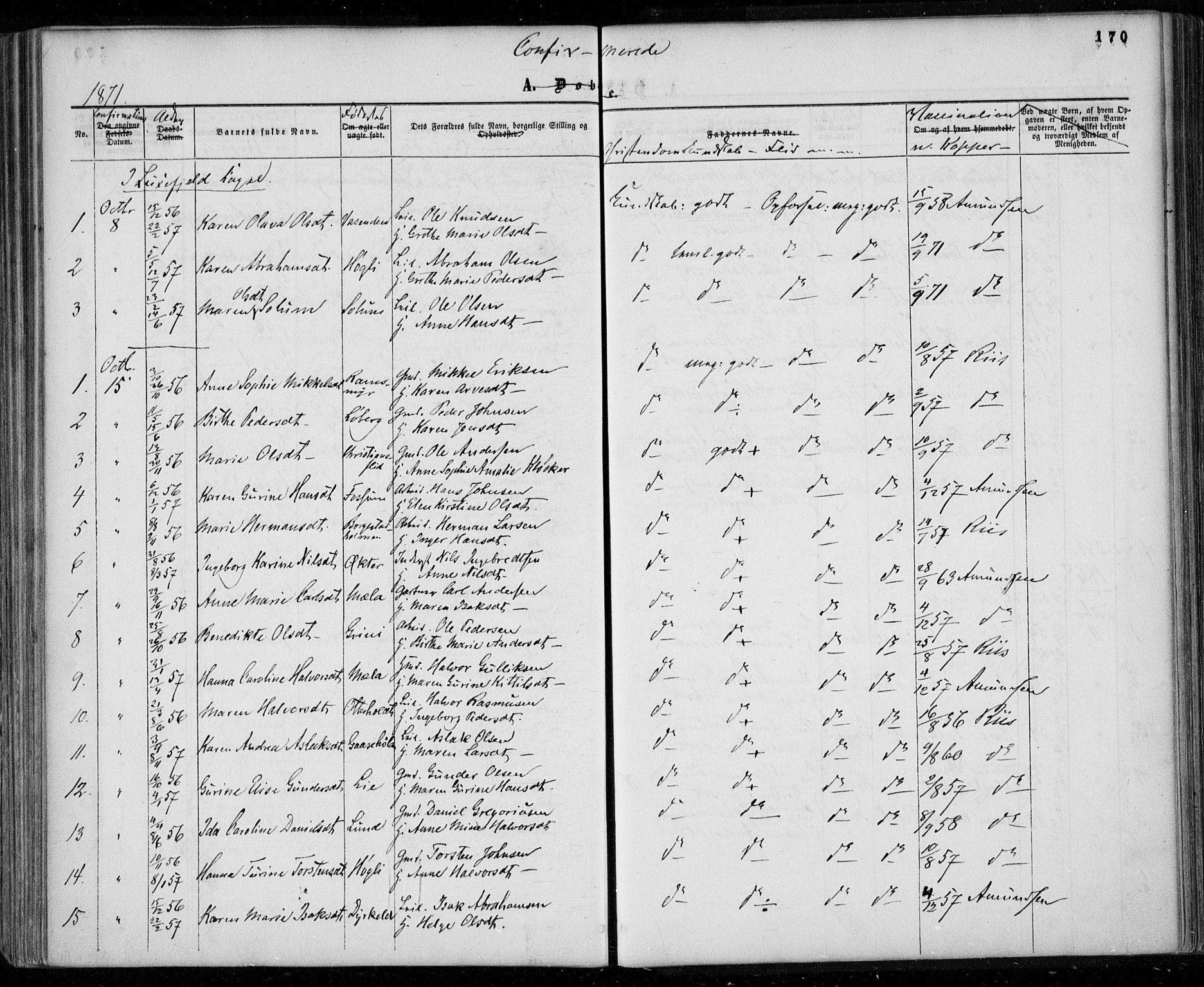 Gjerpen kirkebøker, SAKO/A-265/F/Fa/L0008a: Parish register (official) no. I 8A, 1857-1871, p. 170