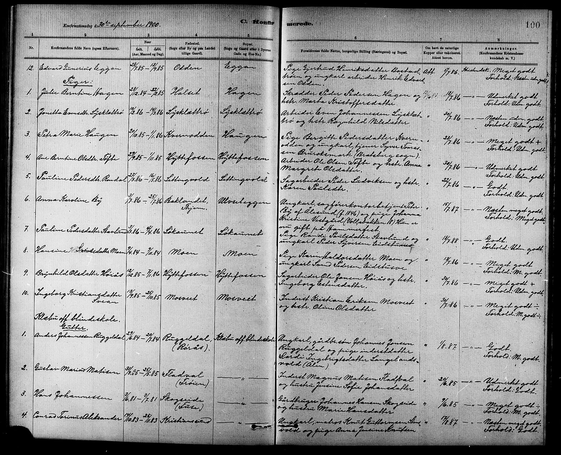 Ministerialprotokoller, klokkerbøker og fødselsregistre - Sør-Trøndelag, SAT/A-1456/618/L0452: Parish register (copy) no. 618C03, 1884-1906, p. 100