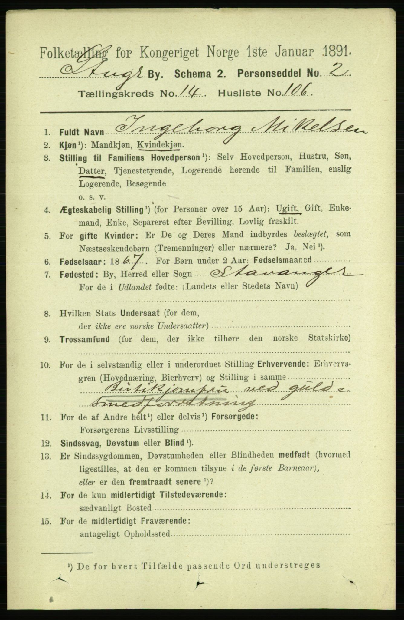 RA, 1891 census for 1103 Stavanger, 1891, p. 17854