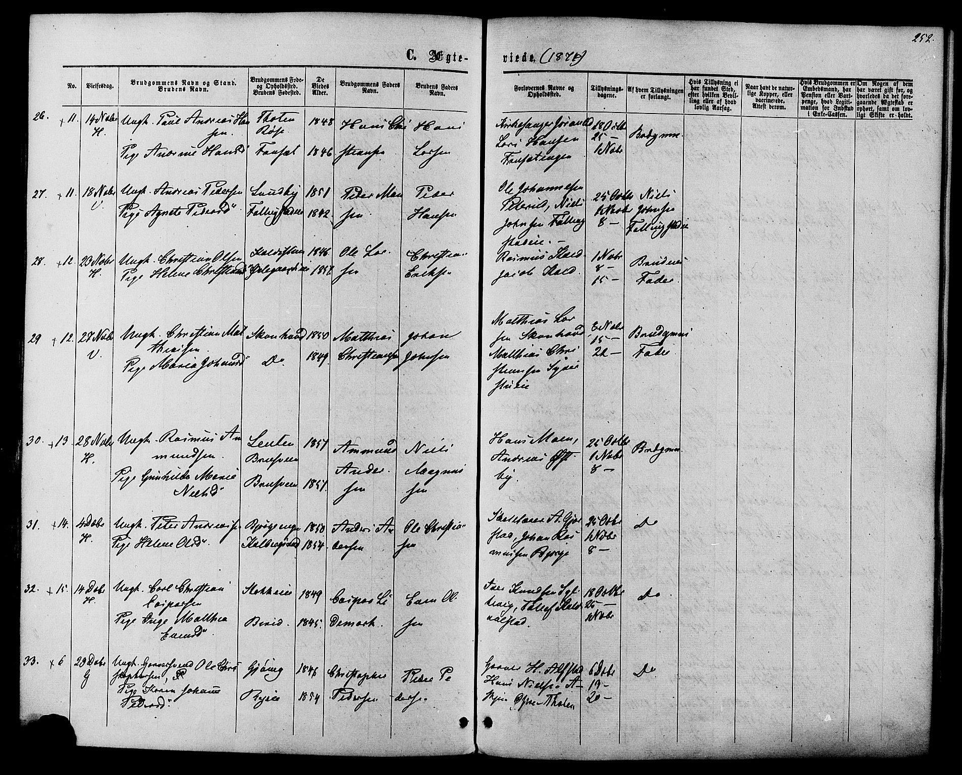 Vardal prestekontor, AV/SAH-PREST-100/H/Ha/Haa/L0007: Parish register (official) no. 7, 1867-1878, p. 252