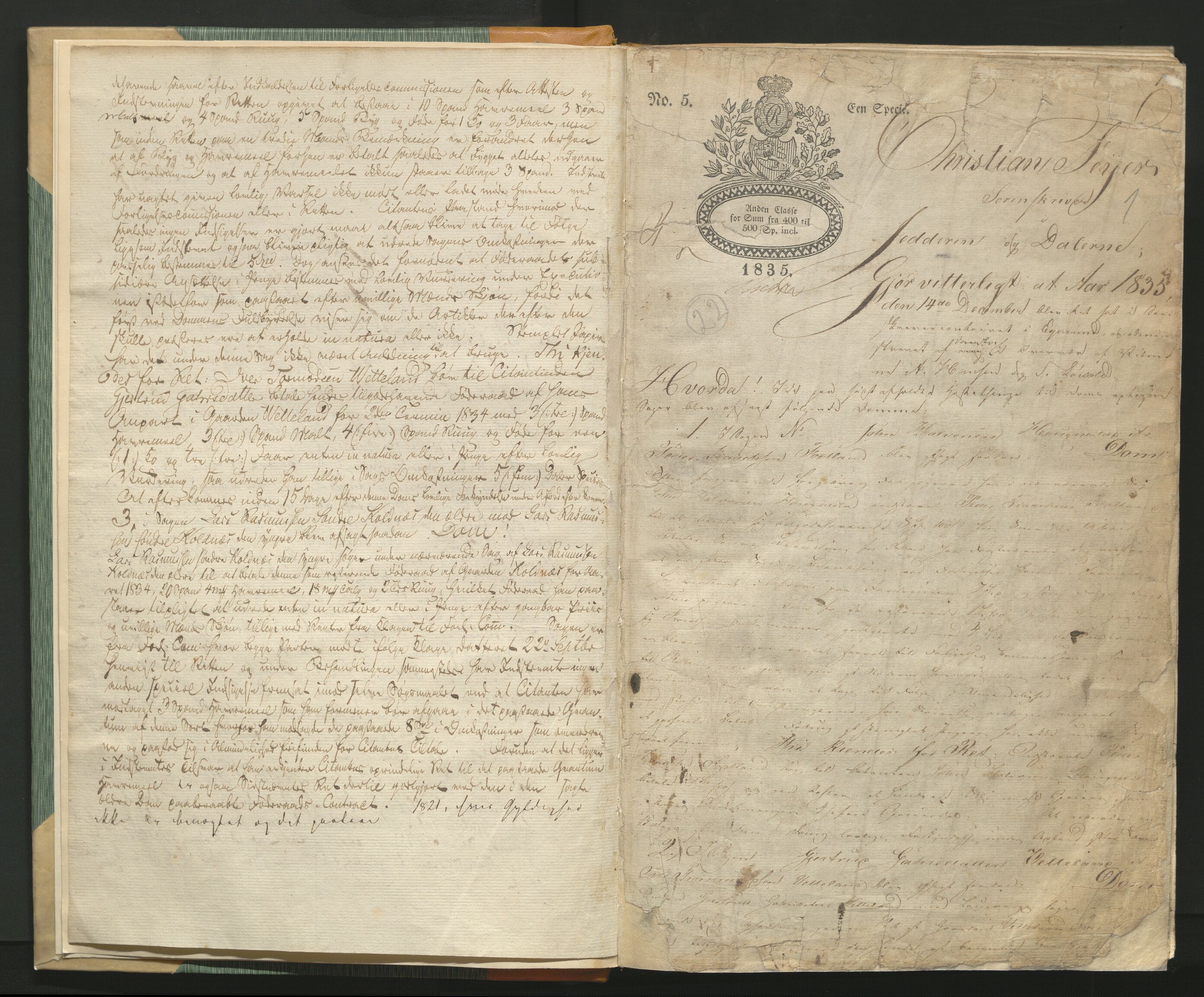 Jæren og Dalane sorenskriveri, AV/SAST-A-100306/3/30/30BAB/L0002: Tingbok for Jæren, 1835-1844, p. 1a