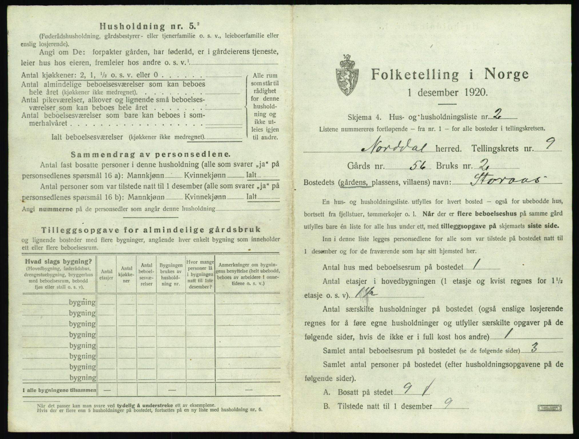 SAT, 1920 census for Norddal, 1920, p. 713