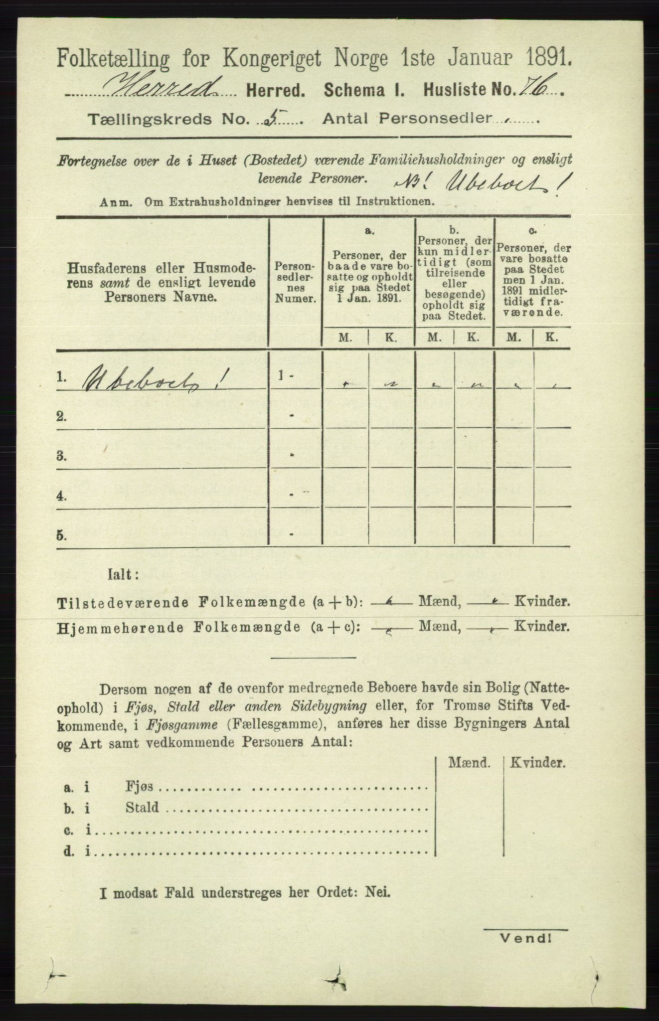 RA, 1891 census for 1039 Herad, 1891, p. 1802