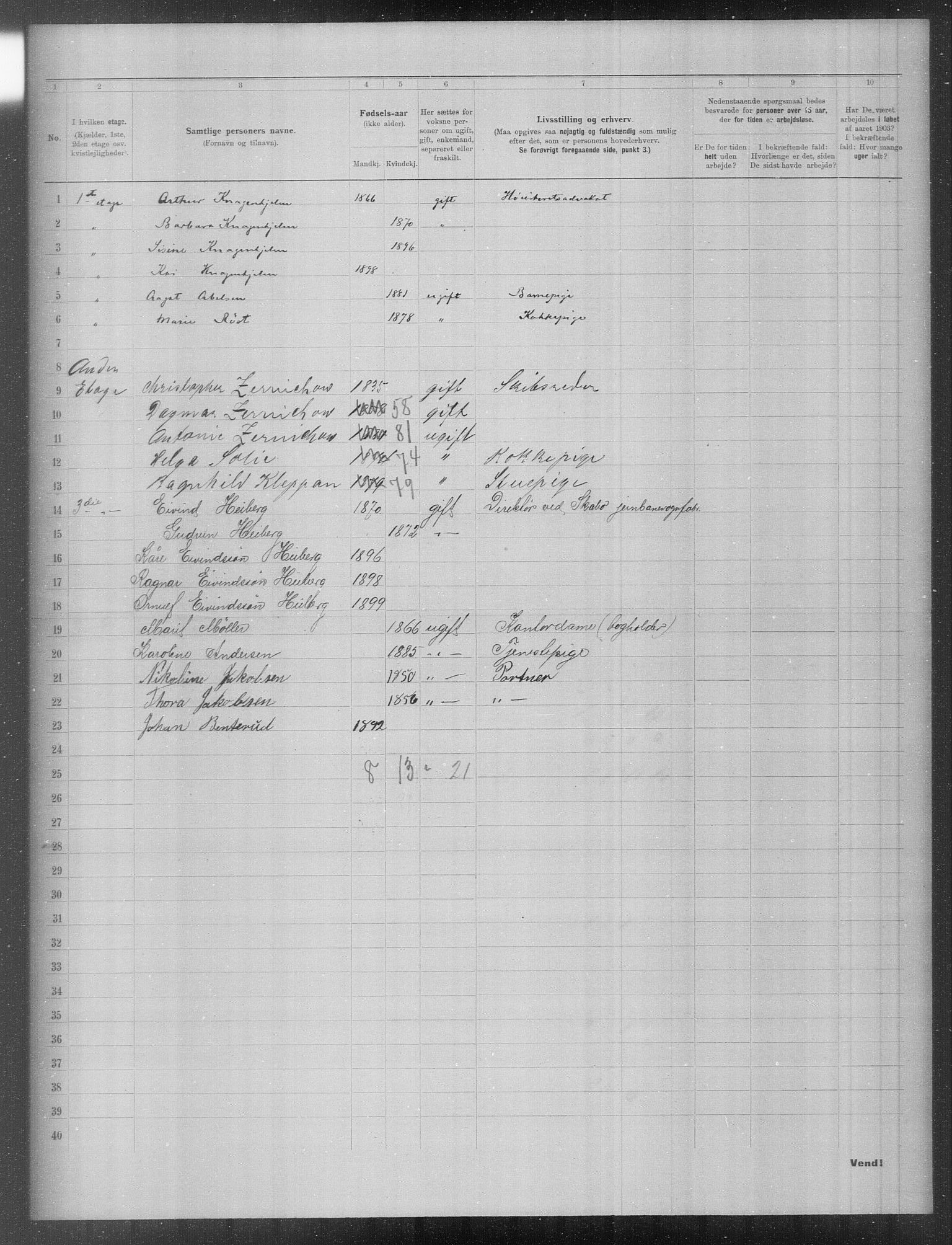 OBA, Municipal Census 1903 for Kristiania, 1903, p. 14705