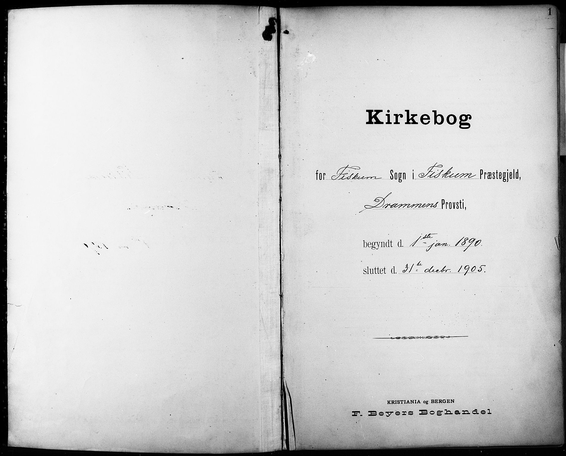 Fiskum kirkebøker, SAKO/A-15/F/Fa/L0003: Parish register (official) no. 3, 1890-1905, p. 1