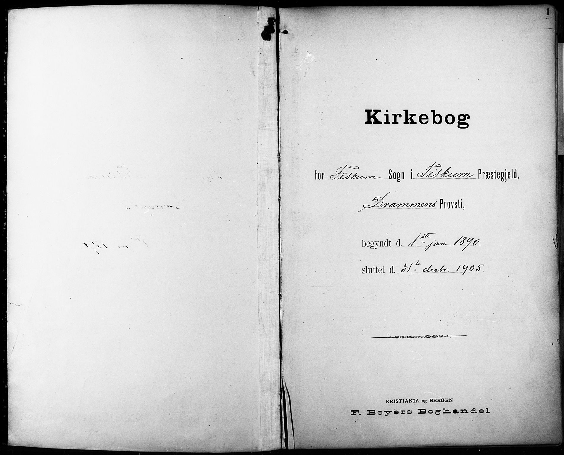 Fiskum kirkebøker, AV/SAKO-A-15/F/Fa/L0003: Parish register (official) no. 3, 1890-1905, p. 1