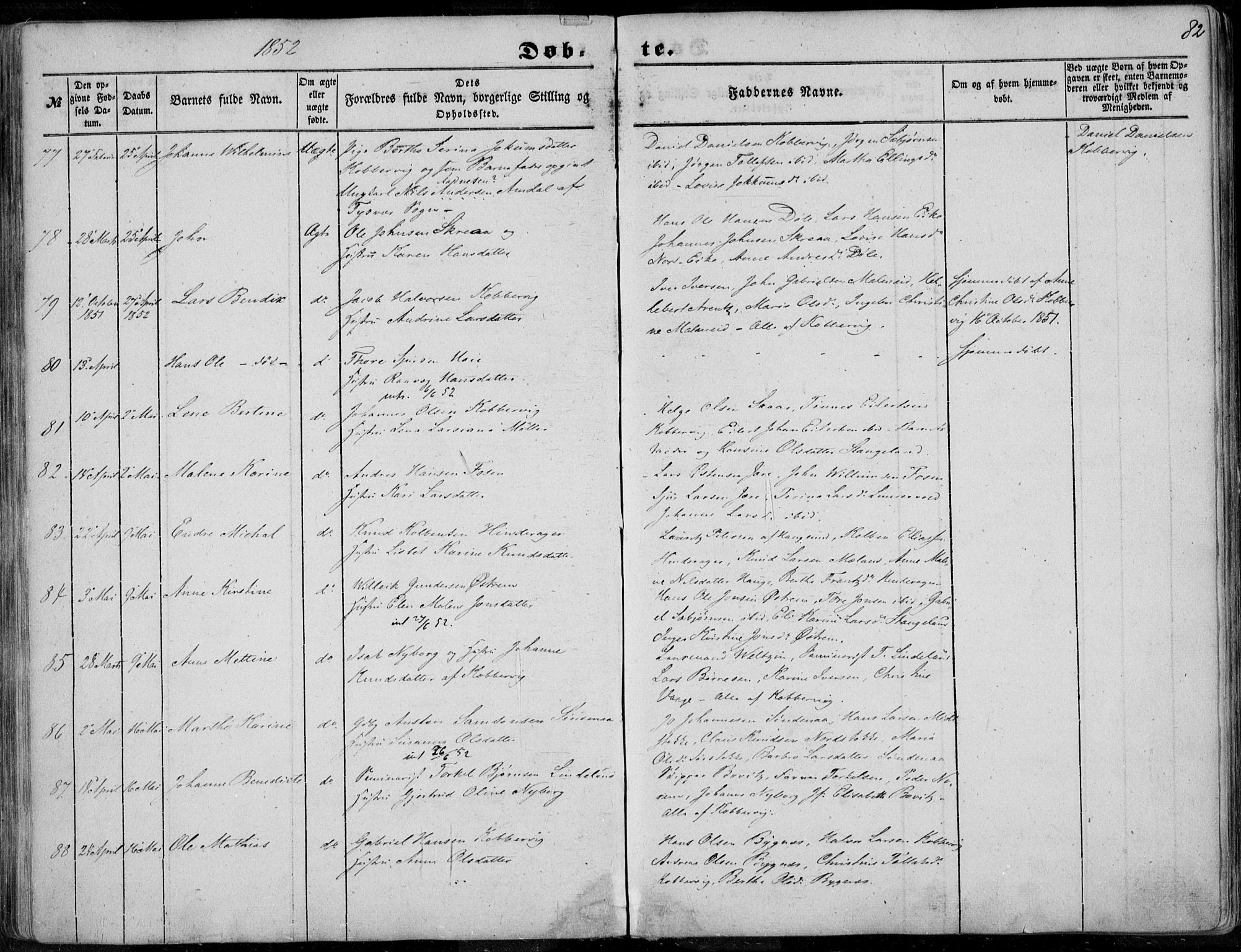 Avaldsnes sokneprestkontor, AV/SAST-A -101851/H/Ha/Haa/L0008: Parish register (official) no. A 8, 1847-1857, p. 82