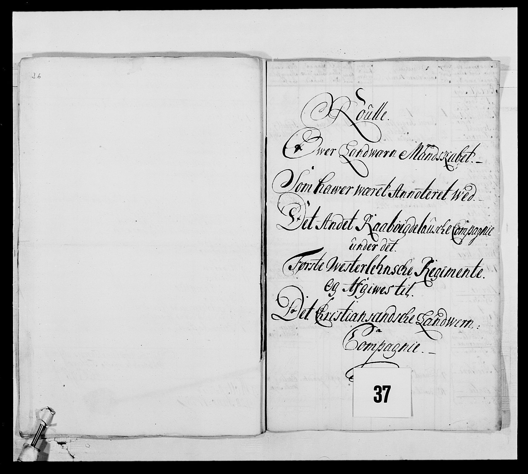 Kommanderende general (KG I) med Det norske krigsdirektorium, RA/EA-5419/E/Ea/L0522: 1. Vesterlenske regiment, 1718-1748, p. 361