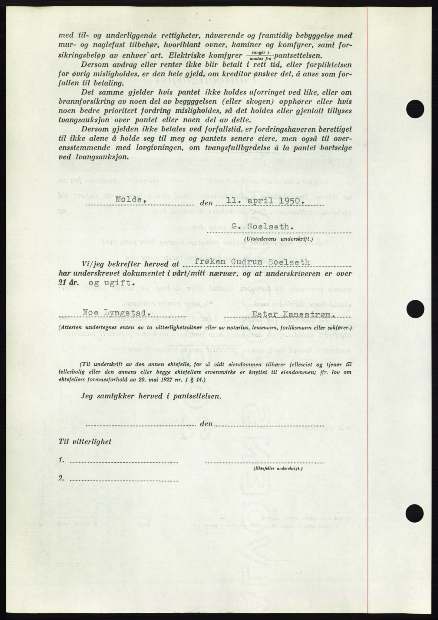 Romsdal sorenskriveri, AV/SAT-A-4149/1/2/2C: Mortgage book no. B5, 1949-1950, Diary no: : 1166/1950