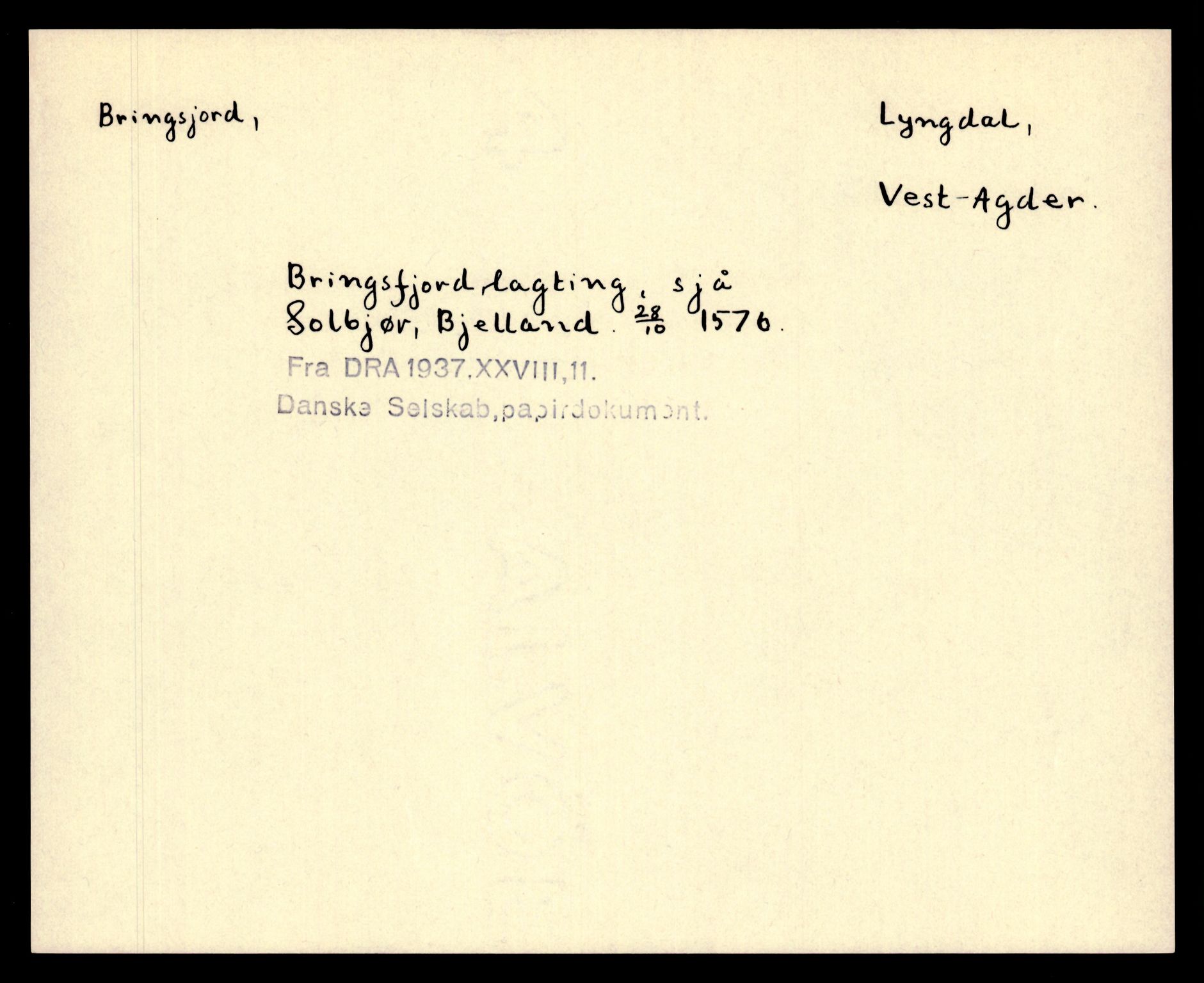 Riksarkivets diplomsamling, AV/RA-EA-5965/F35/F35e/L0026: Registreringssedler Vest-Agder 2, 1400-1700, p. 133