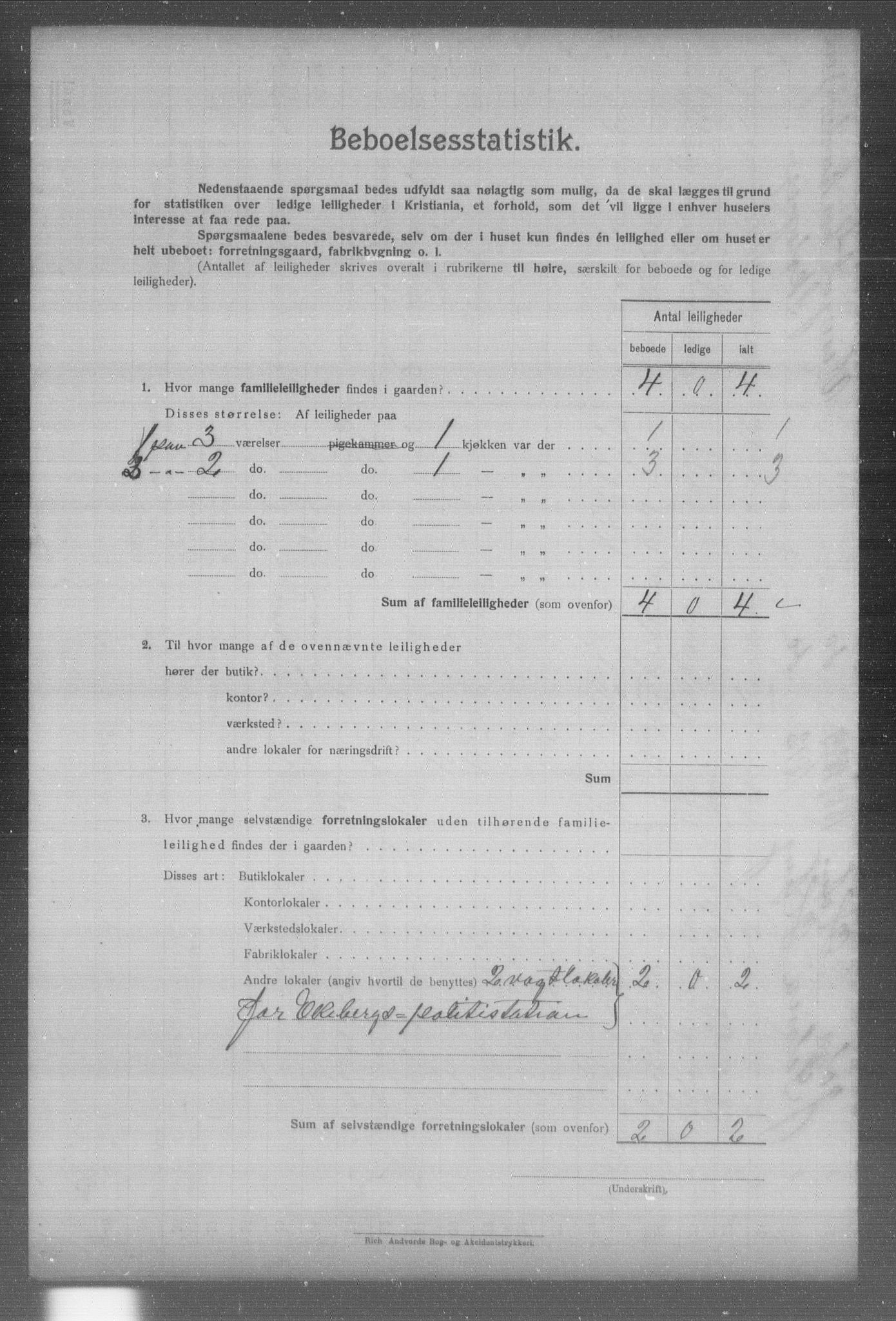 OBA, Municipal Census 1904 for Kristiania, 1904, p. 410