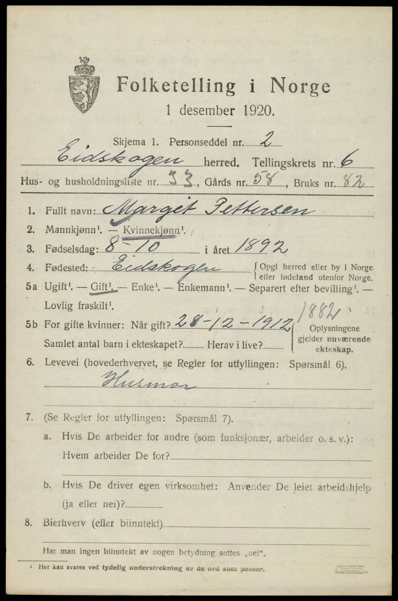 SAH, 1920 census for Eidskog, 1920, p. 6755