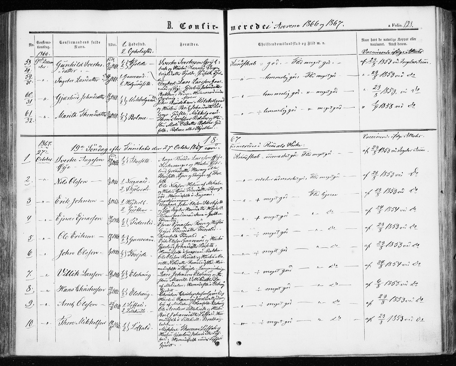 Ministerialprotokoller, klokkerbøker og fødselsregistre - Møre og Romsdal, AV/SAT-A-1454/598/L1067: Parish register (official) no. 598A01, 1858-1871, p. 128