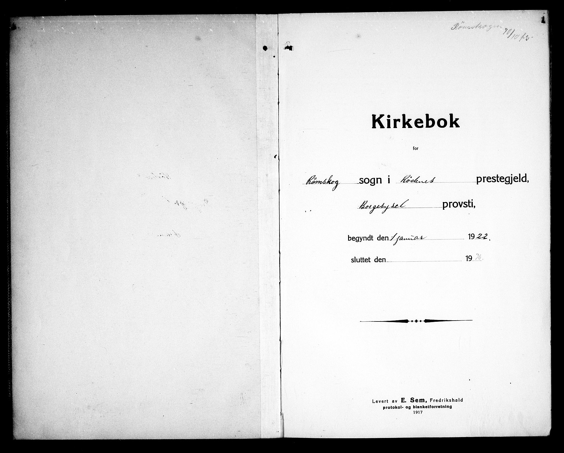Rødenes prestekontor Kirkebøker, SAO/A-2005/G/Gb/L0003: Parish register (copy) no. II 3, 1922-1936, p. 1