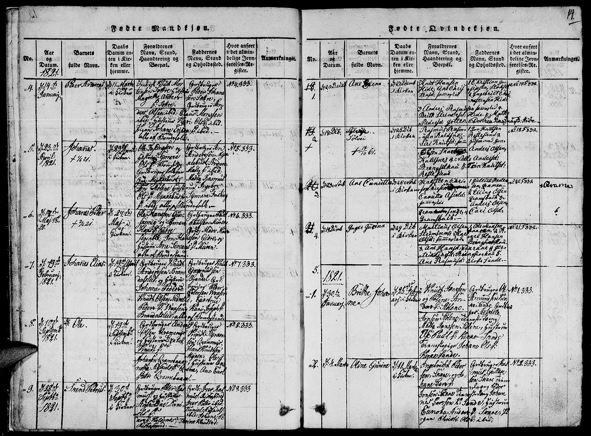 Ministerialprotokoller, klokkerbøker og fødselsregistre - Møre og Romsdal, AV/SAT-A-1454/503/L0033: Parish register (official) no. 503A01, 1816-1841, p. 14