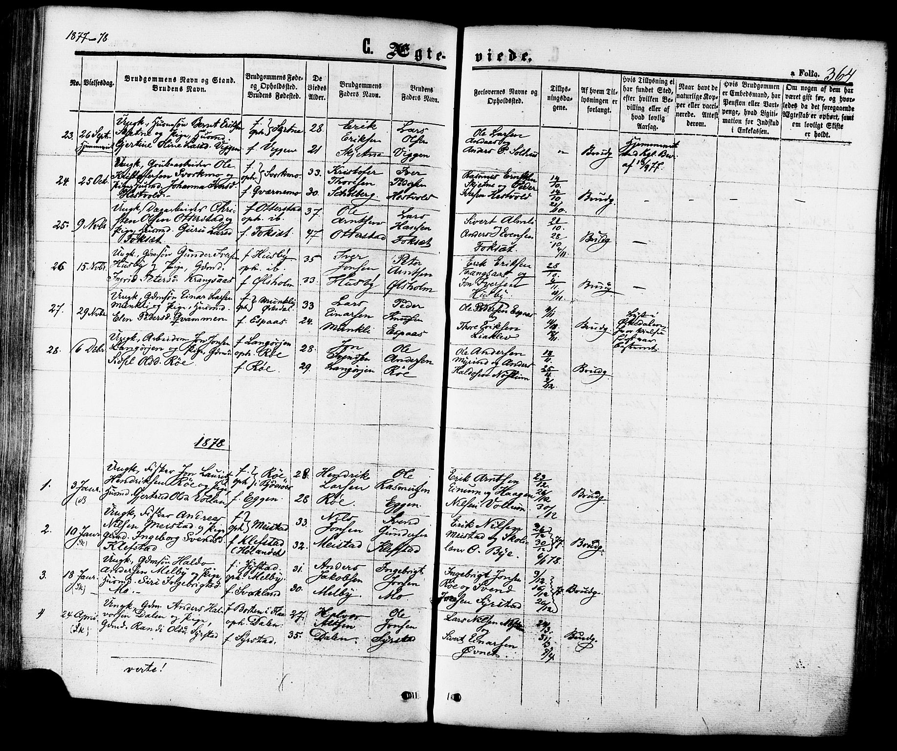 Ministerialprotokoller, klokkerbøker og fødselsregistre - Sør-Trøndelag, AV/SAT-A-1456/665/L0772: Parish register (official) no. 665A07, 1856-1878, p. 364