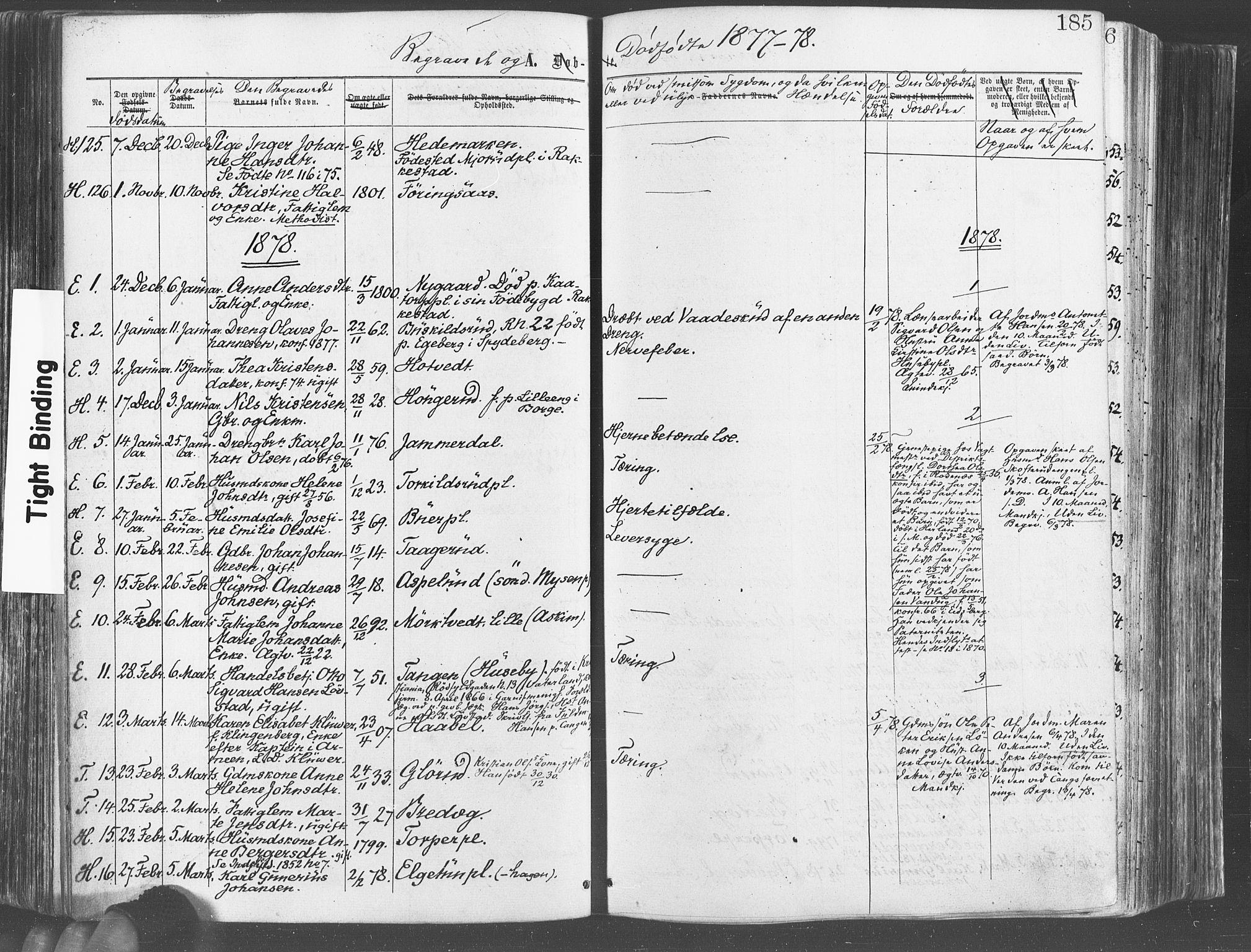 Eidsberg prestekontor Kirkebøker, SAO/A-10905/F/Fa/L0011: Parish register (official) no. I 11, 1867-1878, p. 185