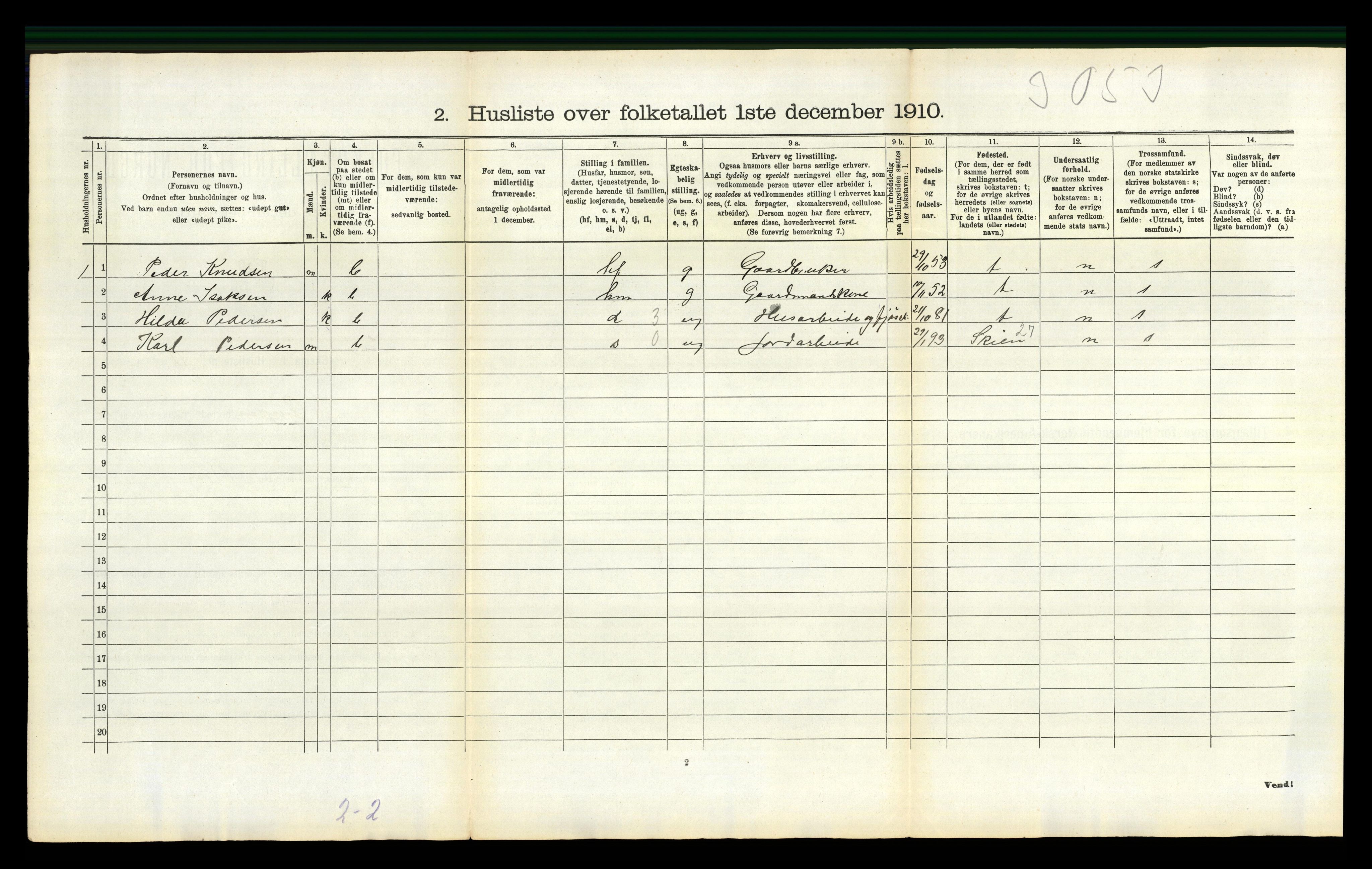 RA, 1910 census for Gjerpen, 1910, p. 2554