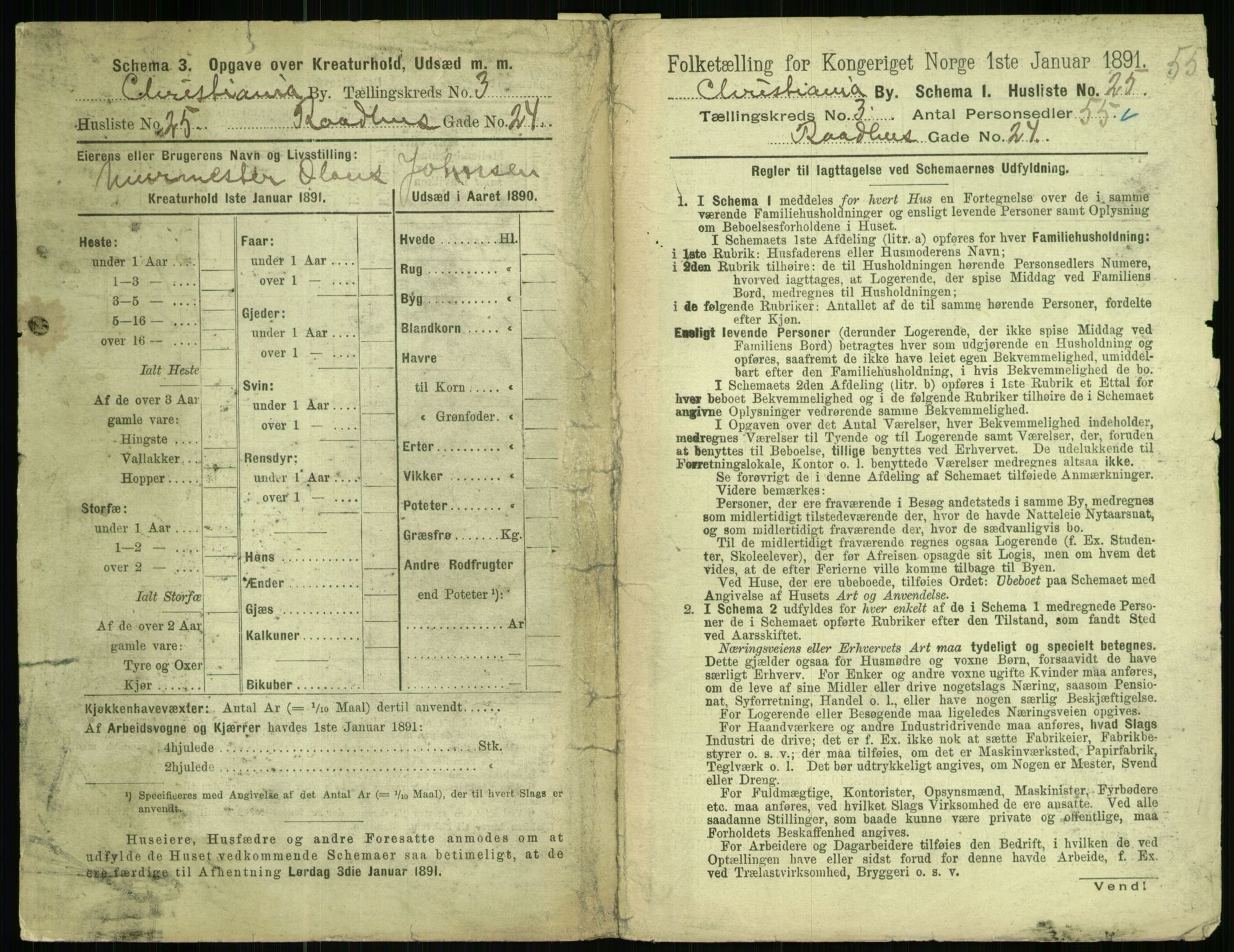 RA, 1891 census for 0301 Kristiania, 1891, p. 1231