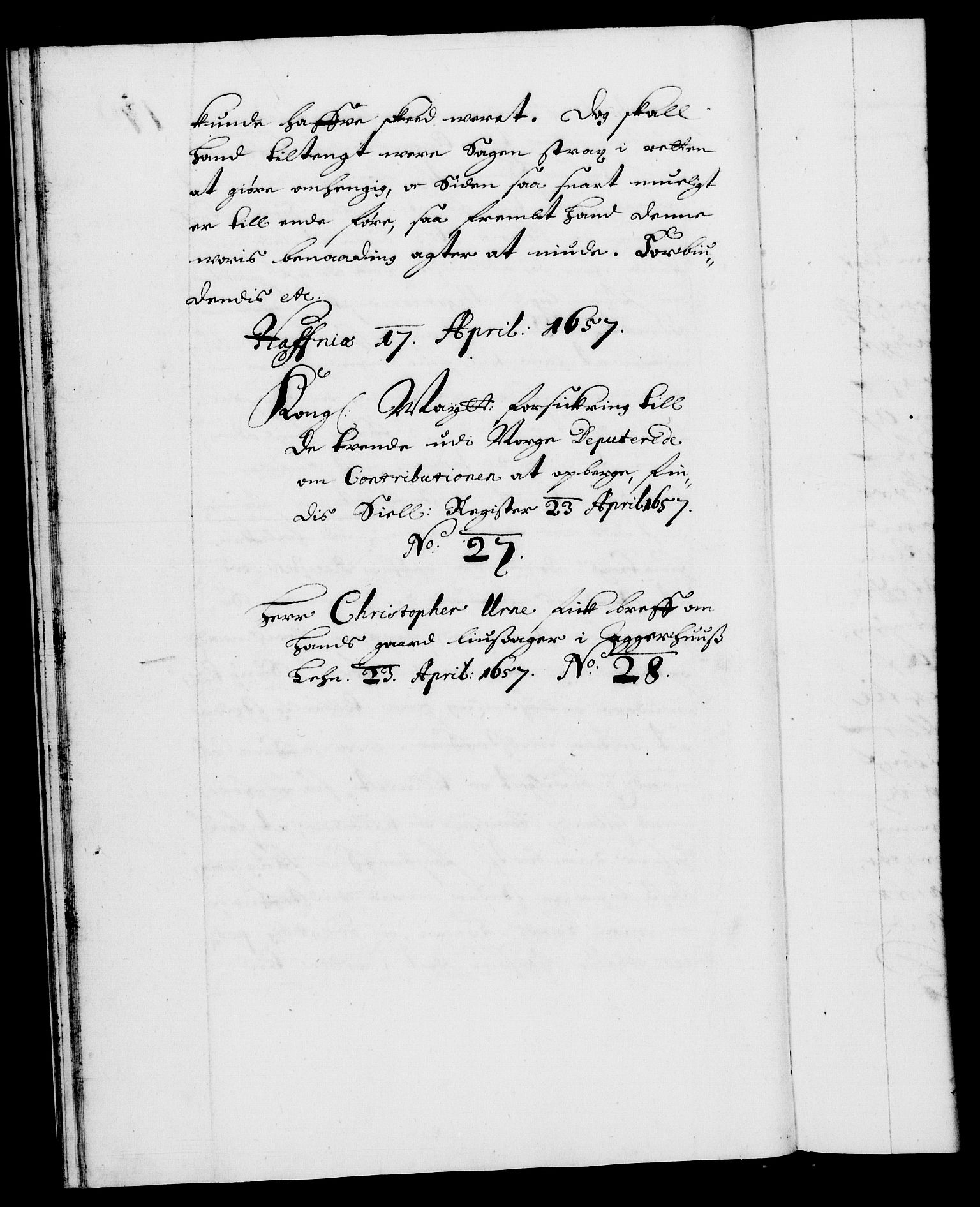 Danske Kanselli 1572-1799, RA/EA-3023/F/Fc/Fca/Fcaa/L0009: Norske registre (mikrofilm), 1657-1660, p. 17b