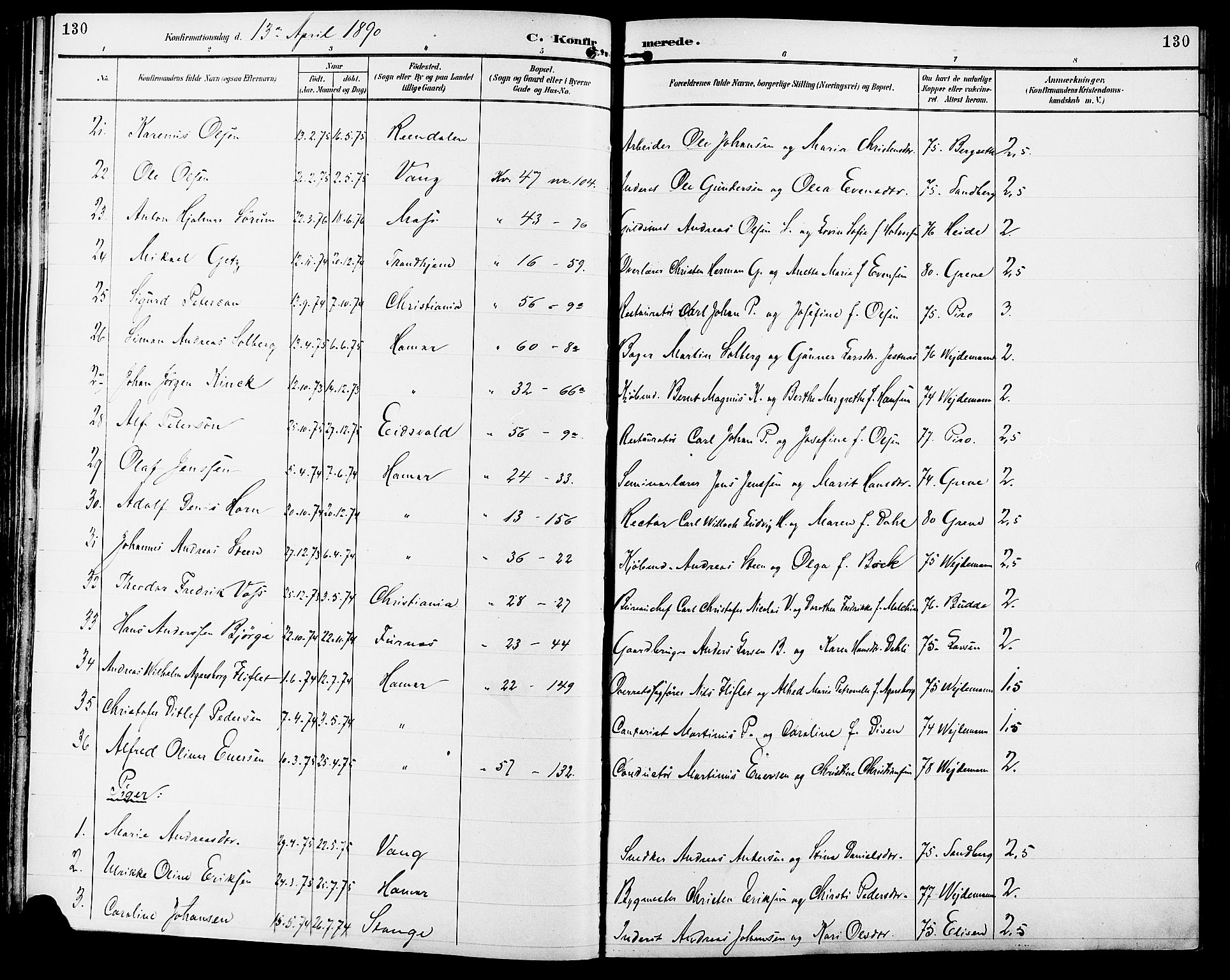 Vang prestekontor, Hedmark, AV/SAH-PREST-008/H/Ha/Haa/L0017: Parish register (official) no. 17, 1890-1899, p. 130