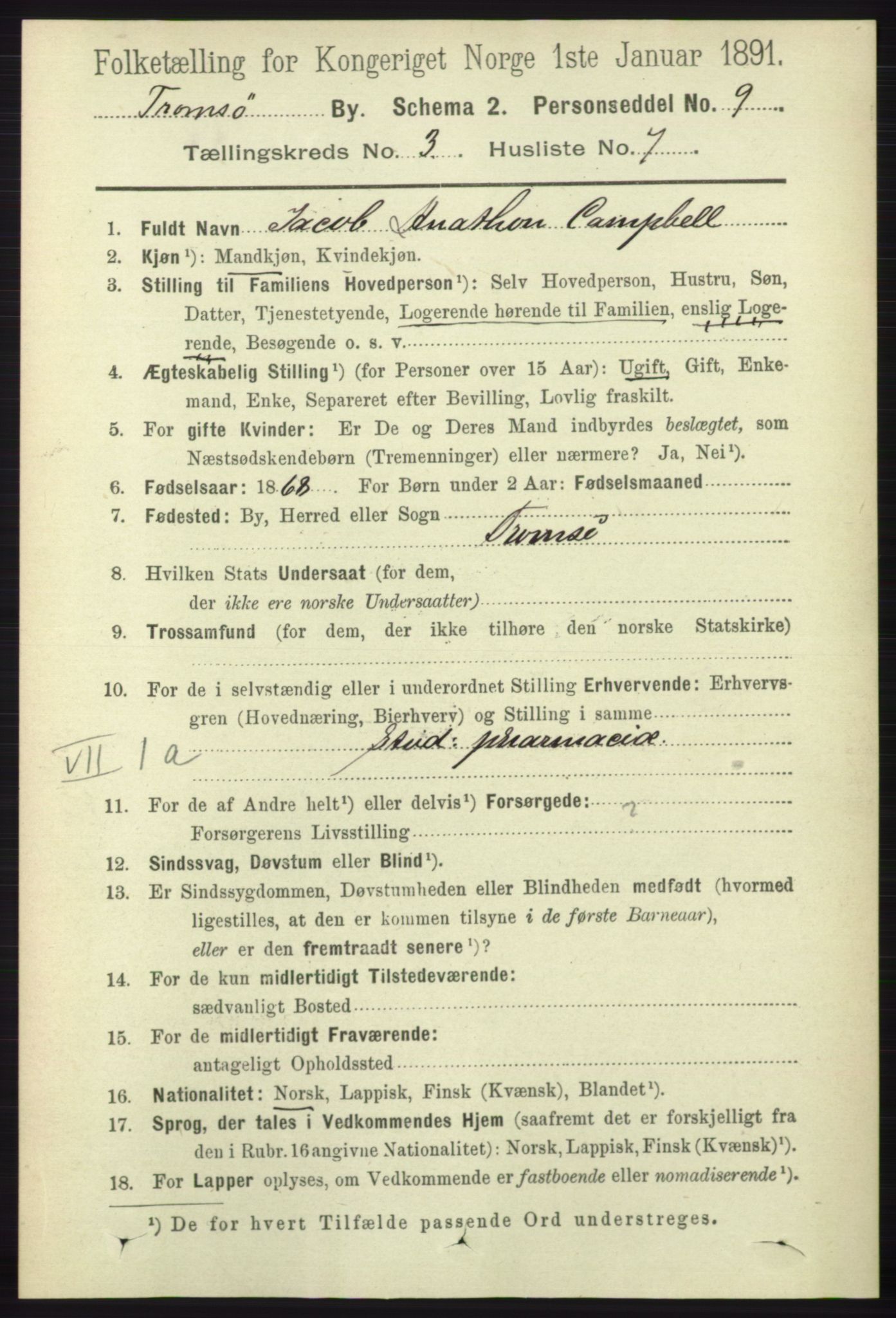 RA, 1891 census for 1902 Tromsø, 1891, p. 3242