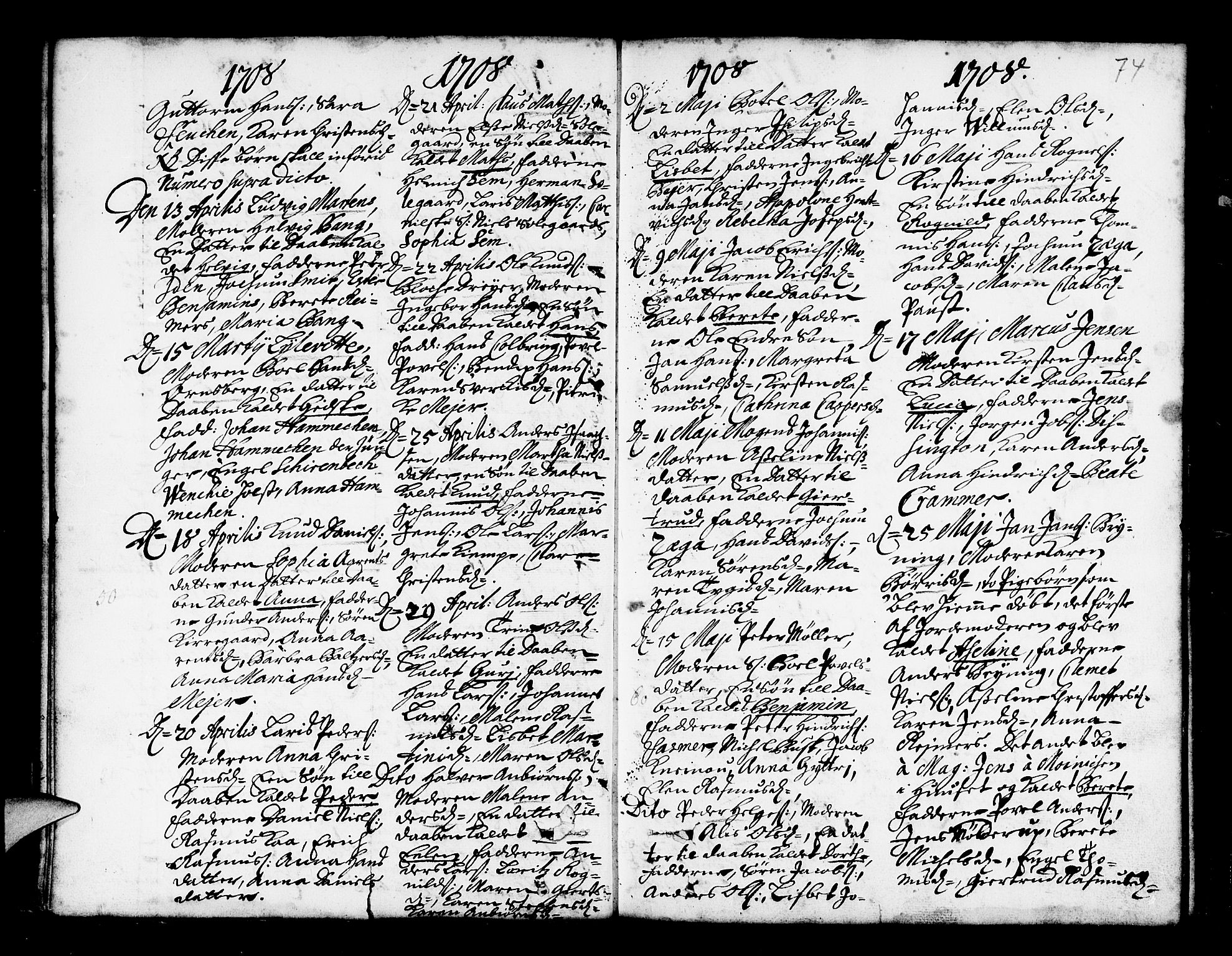 Nykirken Sokneprestembete, AV/SAB-A-77101/H/Haa/L0002: Parish register (official) no. A 2, 1700-1723, p. 74