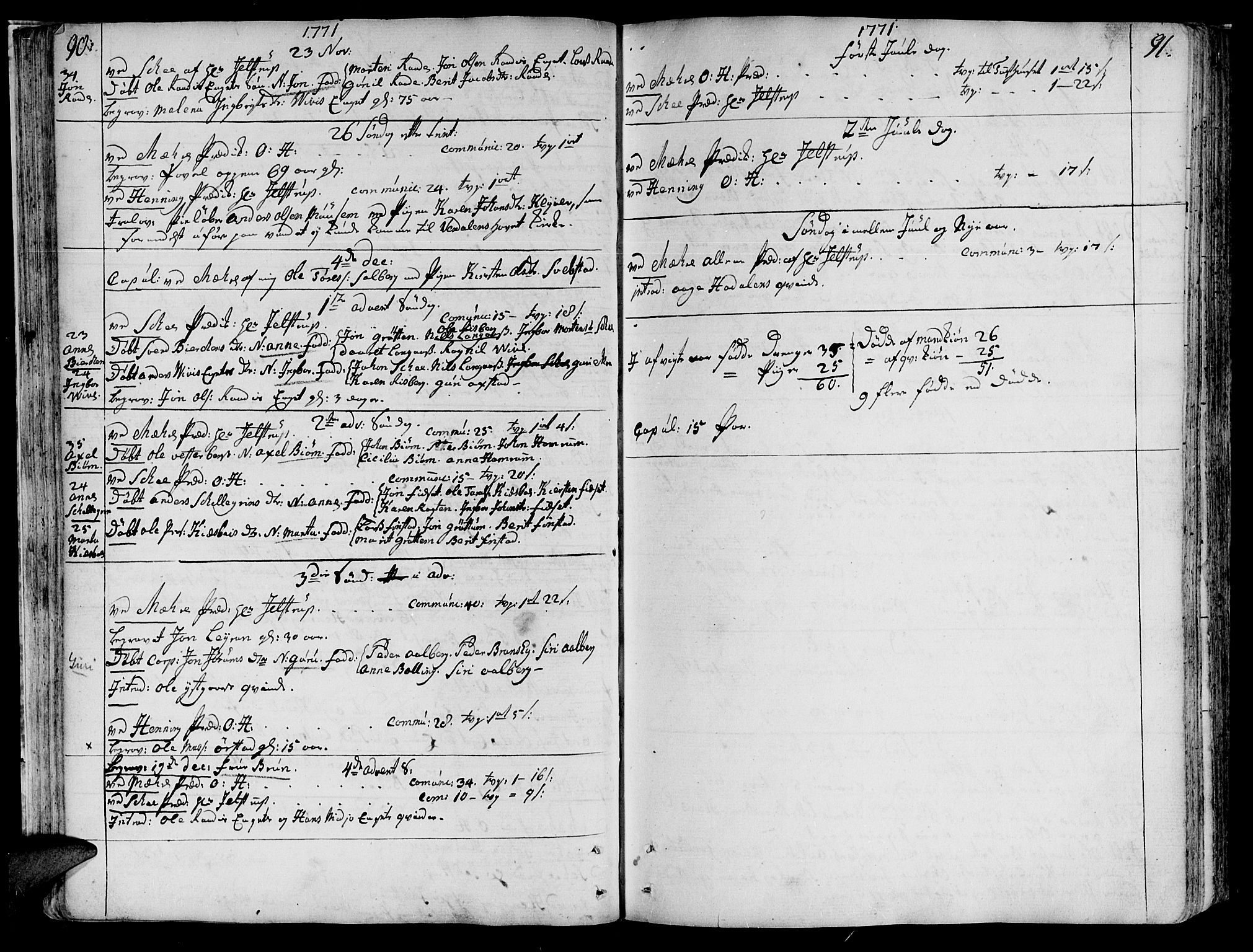 Ministerialprotokoller, klokkerbøker og fødselsregistre - Nord-Trøndelag, AV/SAT-A-1458/735/L0331: Parish register (official) no. 735A02, 1762-1794, p. 90-91