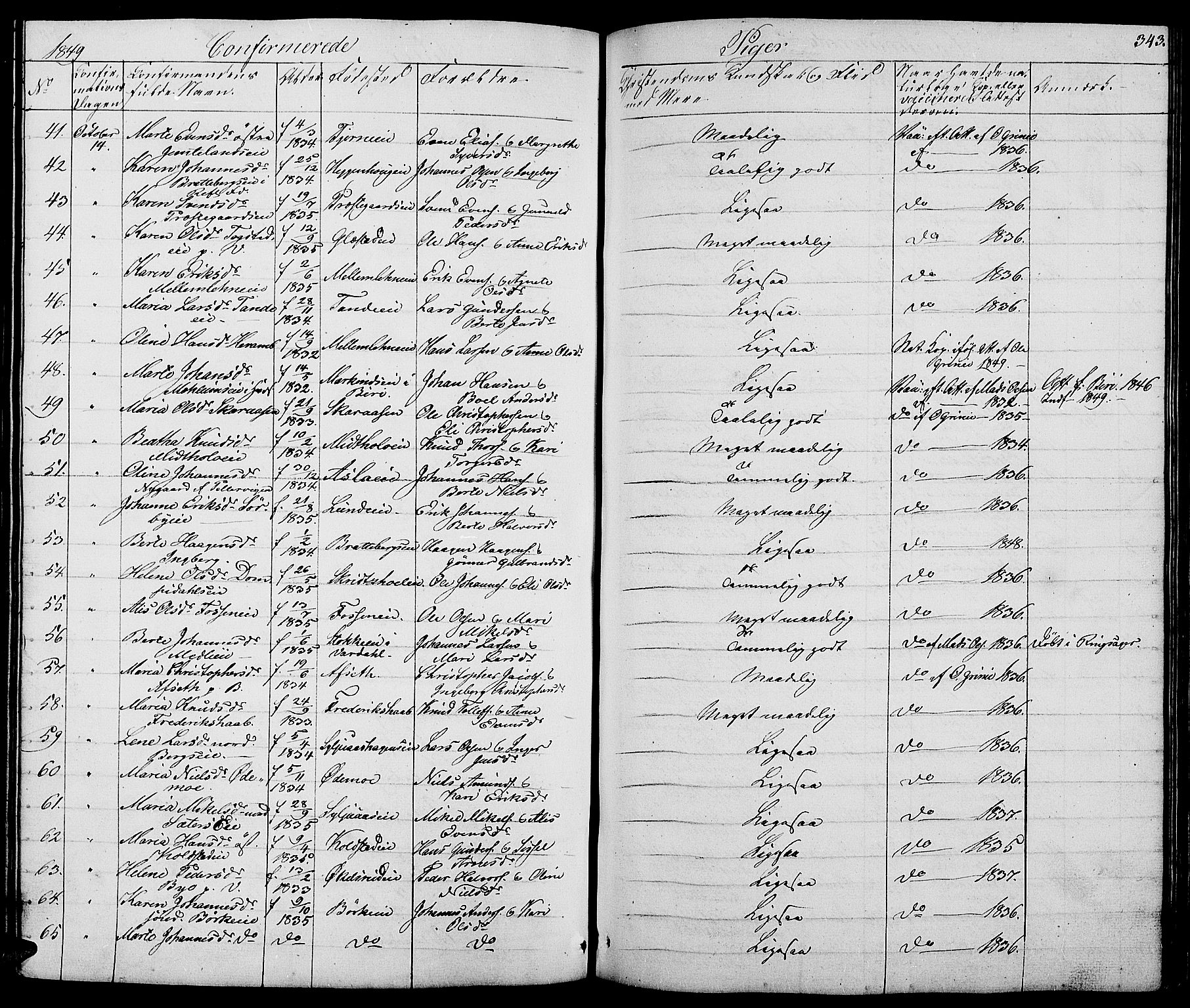 Ringsaker prestekontor, AV/SAH-PREST-014/L/La/L0005: Parish register (copy) no. 5, 1839-1850, p. 343