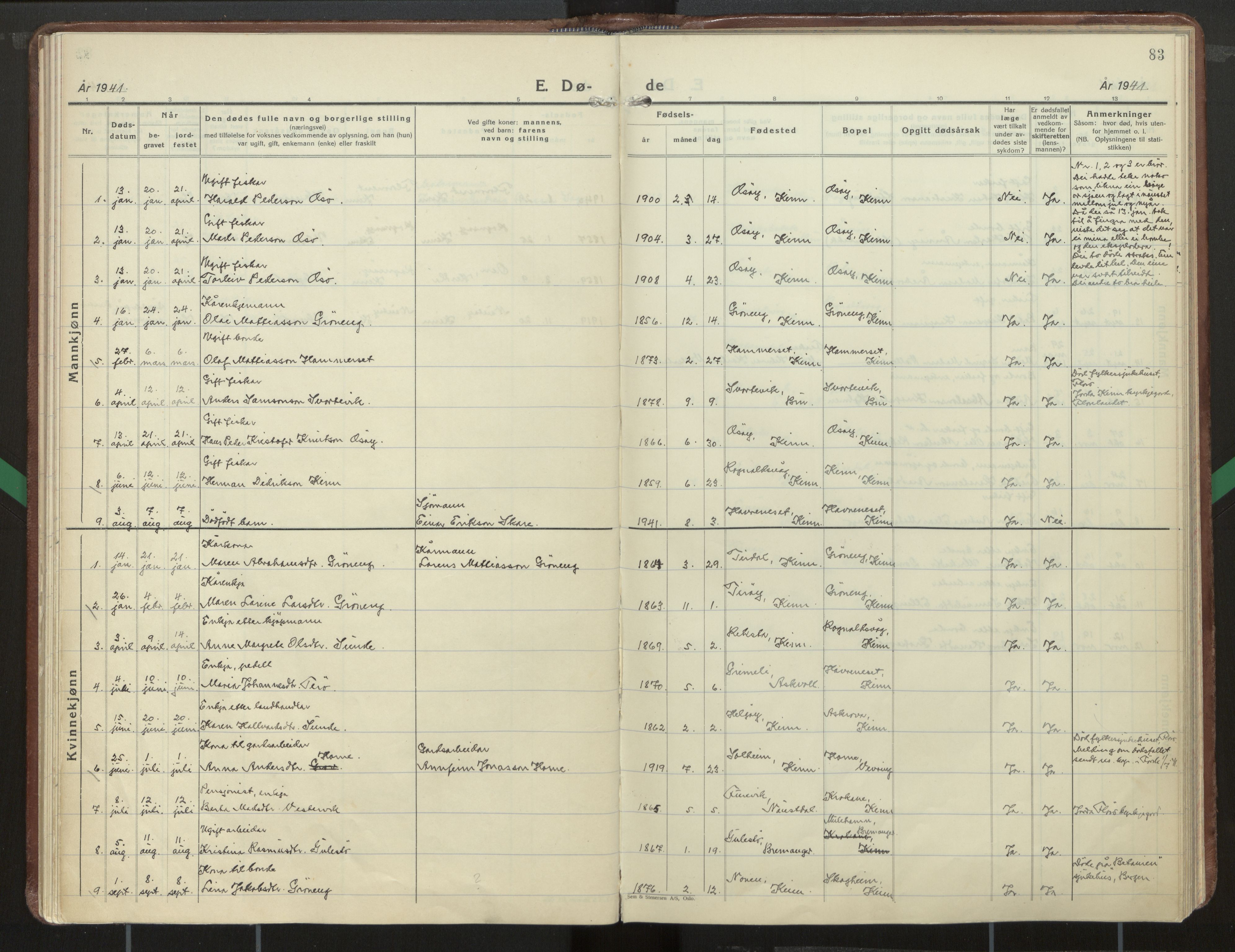 Kinn sokneprestembete, AV/SAB-A-80801/H/Haa/Haab/L0012: Parish register (official) no. B 12, 1937-1968, p. 83