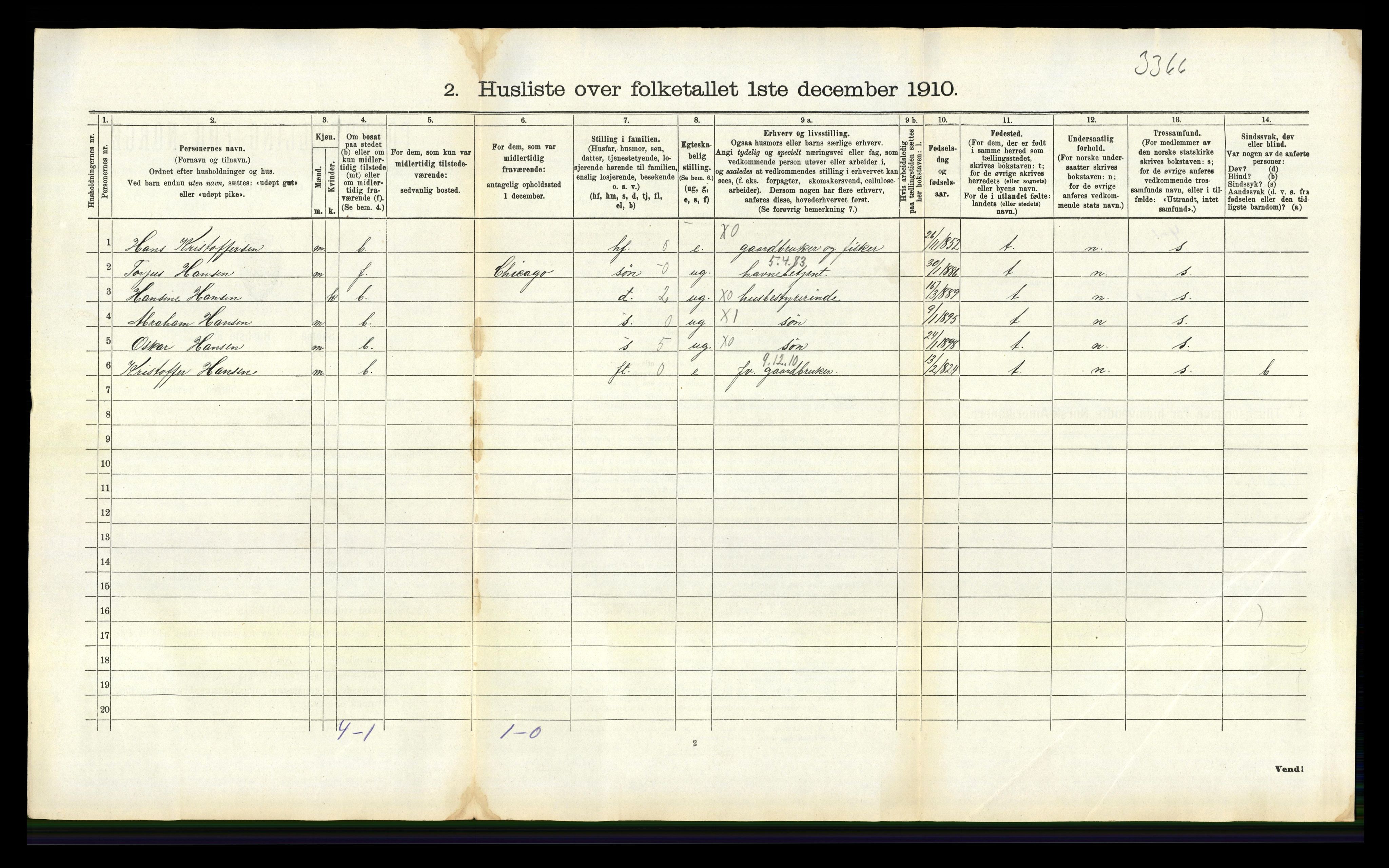 RA, 1910 census for Høvåg, 1910, p. 496