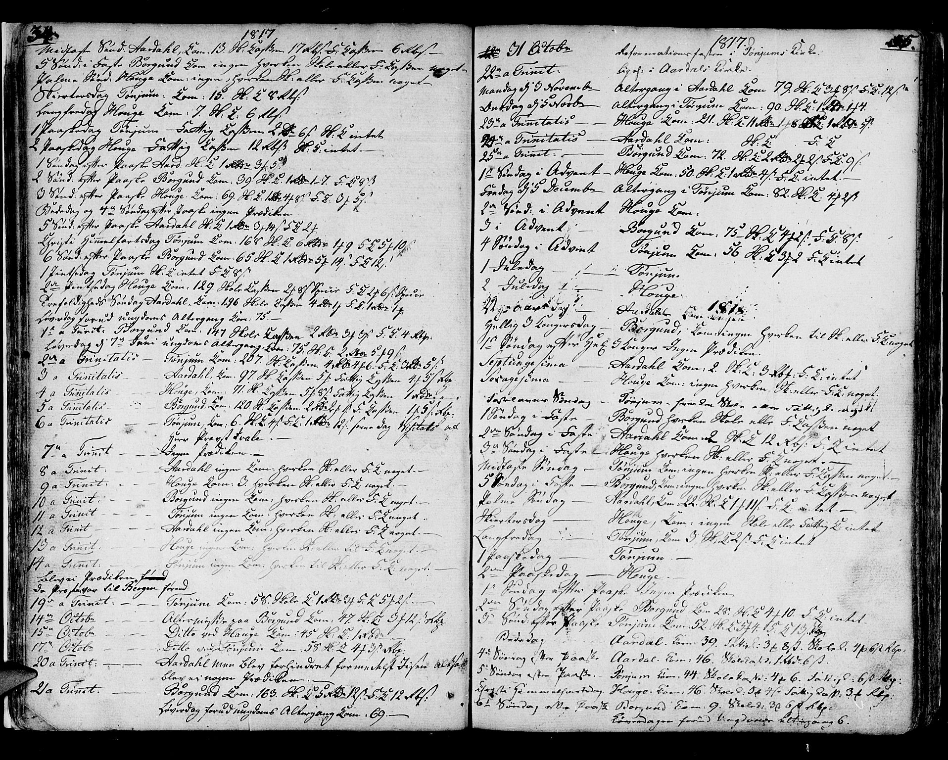 Lærdal sokneprestembete, SAB/A-81201: Parish register (official) no. A 4, 1805-1821, p. 34-35