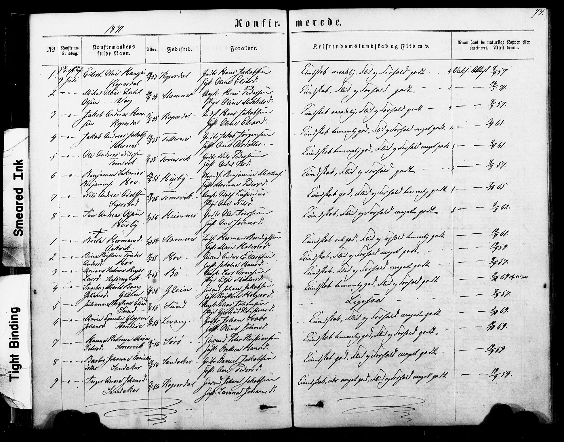 Ministerialprotokoller, klokkerbøker og fødselsregistre - Nordland, SAT/A-1459/835/L0524: Parish register (official) no. 835A02, 1865-1880, p. 74