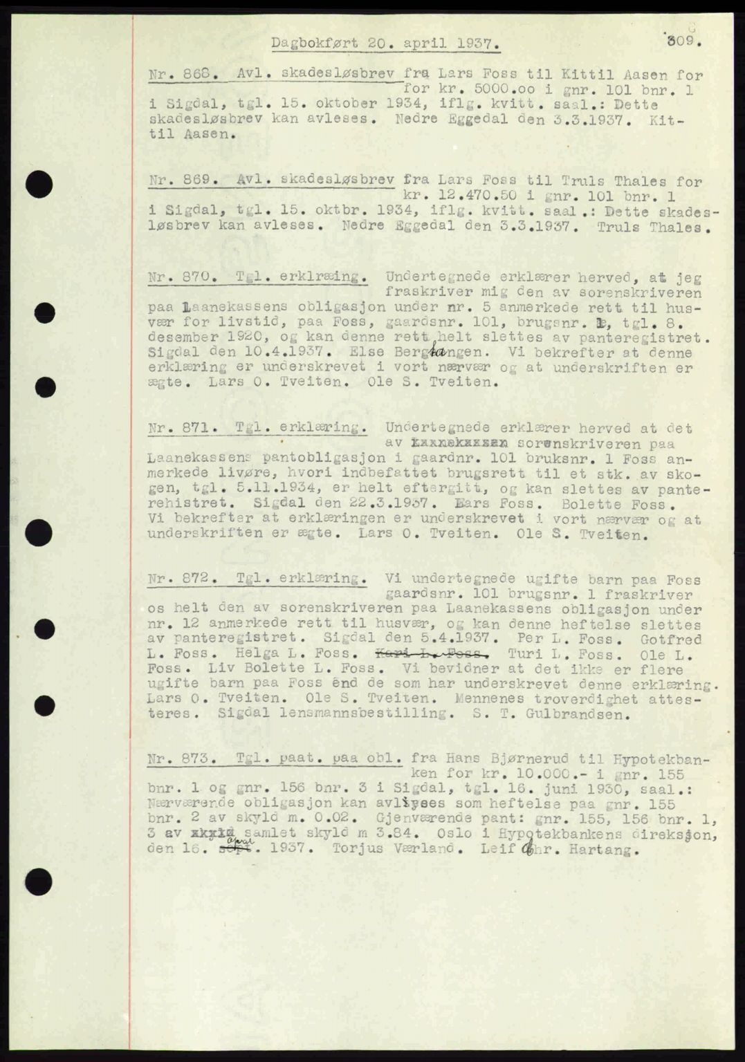 Eiker, Modum og Sigdal sorenskriveri, SAKO/A-123/G/Ga/Gab/L0035: Mortgage book no. A5, 1937-1937, Diary no: : 868/1937
