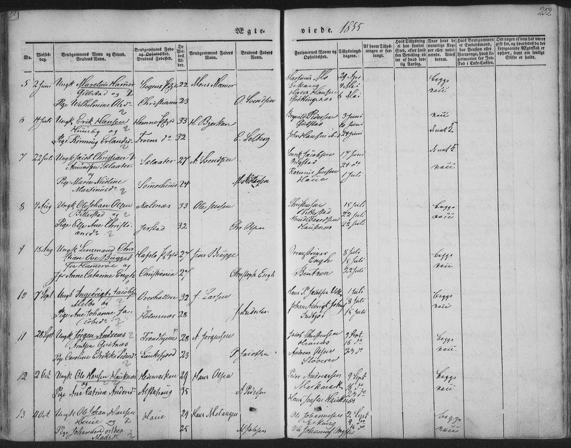 Ministerialprotokoller, klokkerbøker og fødselsregistre - Nordland, AV/SAT-A-1459/888/L1241: Parish register (official) no. 888A07, 1849-1869, p. 252