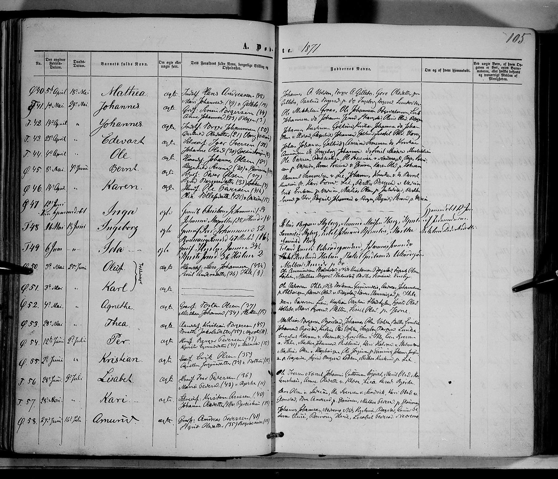 Øyer prestekontor, AV/SAH-PREST-084/H/Ha/Haa/L0006: Parish register (official) no. 6, 1858-1874, p. 105