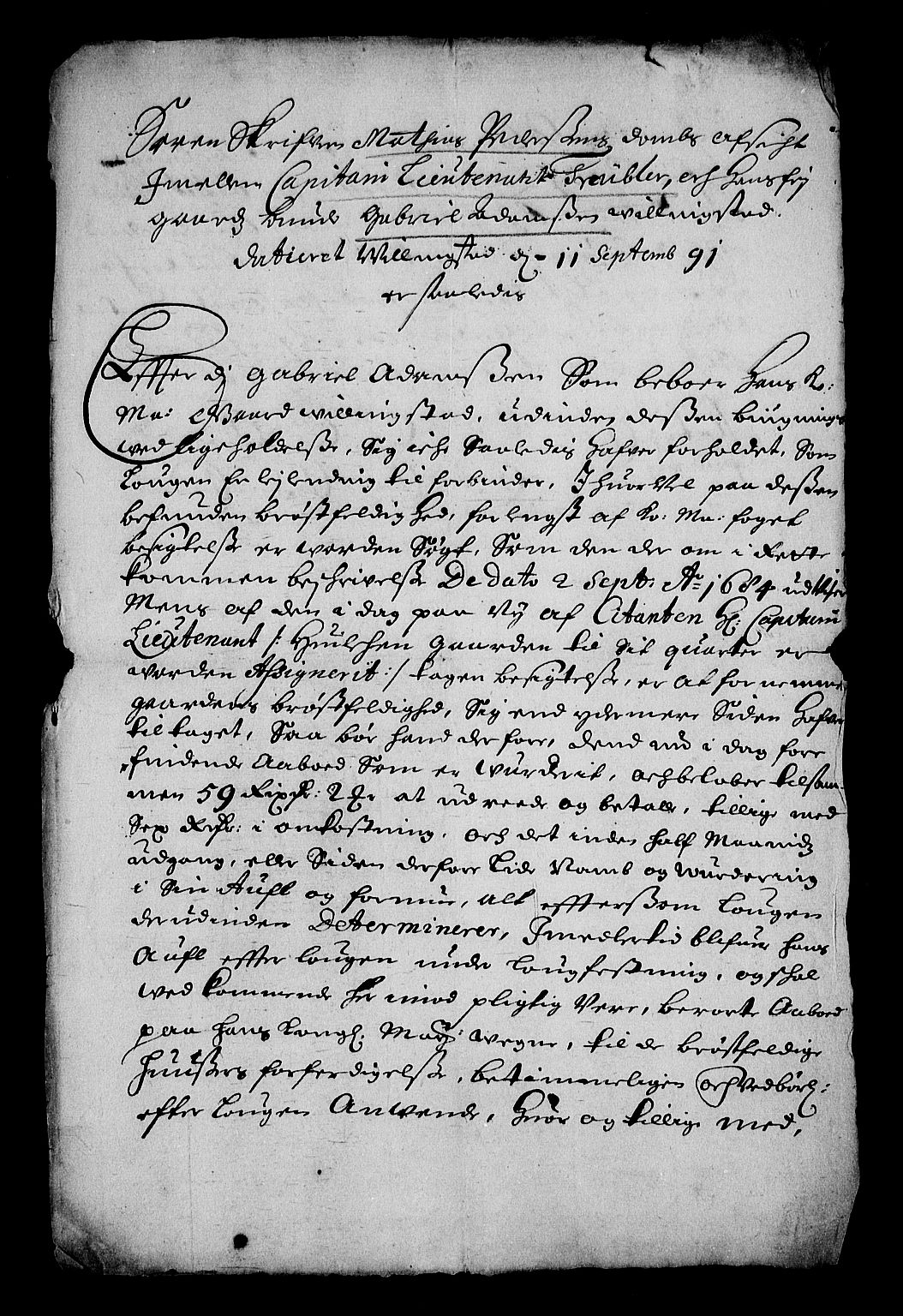 Stattholderembetet 1572-1771, RA/EA-2870/Af/L0004: Avskrifter av vedlegg til originale supplikker, nummerert i samsvar med supplikkbøkene, 1691-1694, p. 89