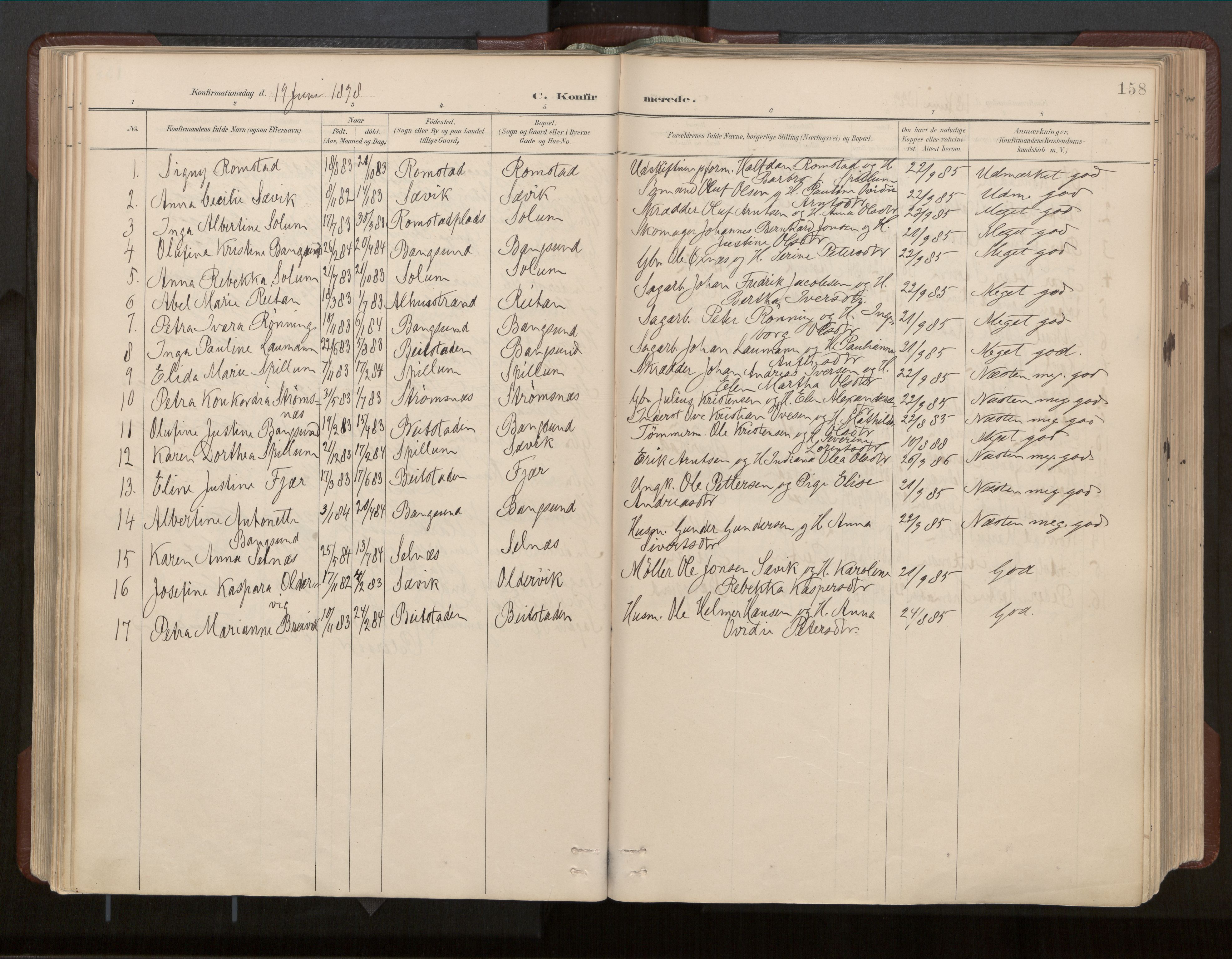 Ministerialprotokoller, klokkerbøker og fødselsregistre - Nord-Trøndelag, SAT/A-1458/770/L0589: Parish register (official) no. 770A03, 1887-1929, p. 158