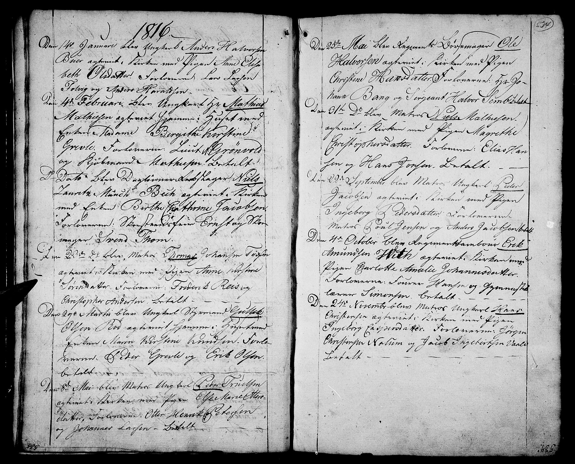 Stavern kirkebøker, AV/SAKO-A-318/F/Fa/L0004: Parish register (official) no. 4, 1809-1816, p. 534-535