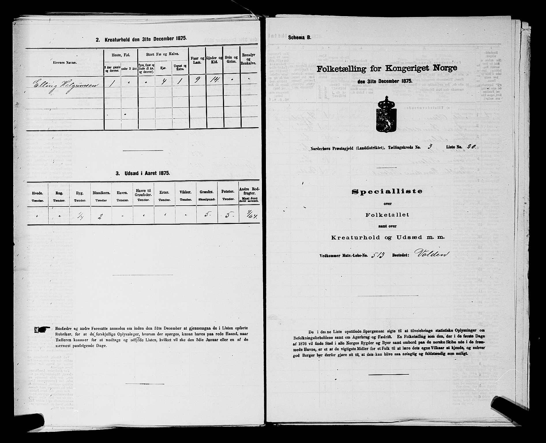 SAKO, 1875 census for 0613L Norderhov/Norderhov, Haug og Lunder, 1875, p. 2630